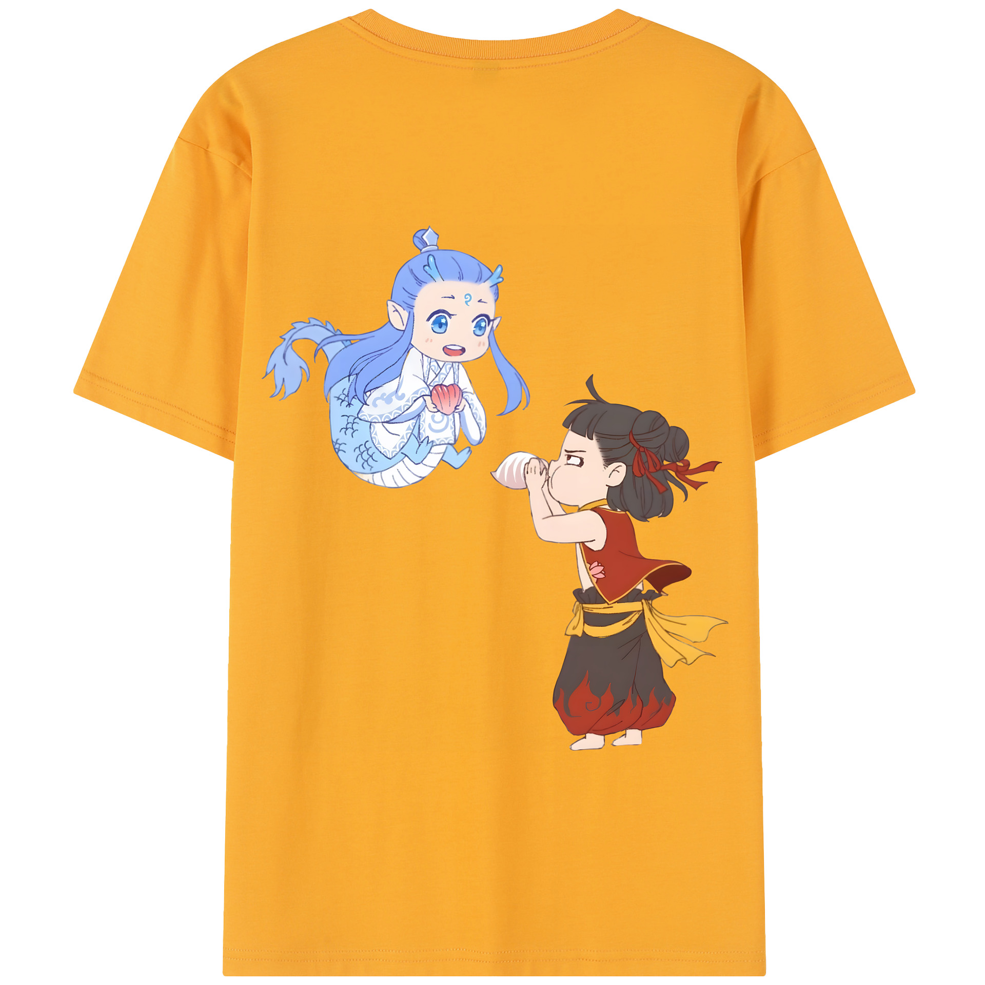 （画像用） Ne Zha 2 ナタ 魔童の大暴れ 綿100％半袖Tシャツ（背面プリント）
