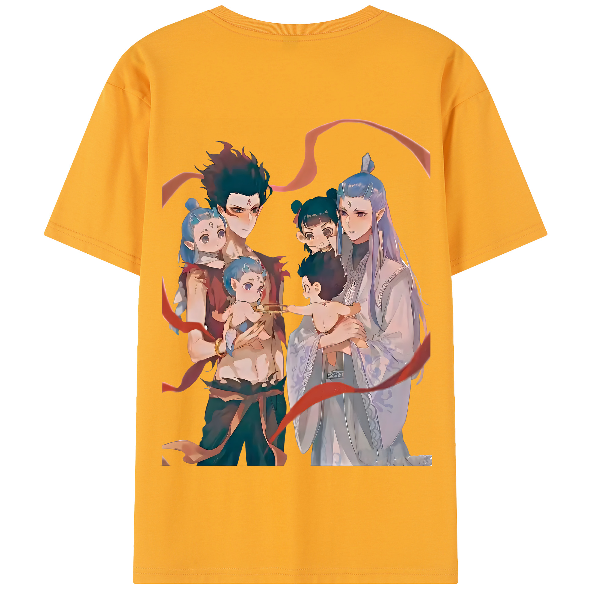 （画像用） Ne Zha 2 ナタ 魔童の大暴れ 綿100％半袖Tシャツ（背面プリント）