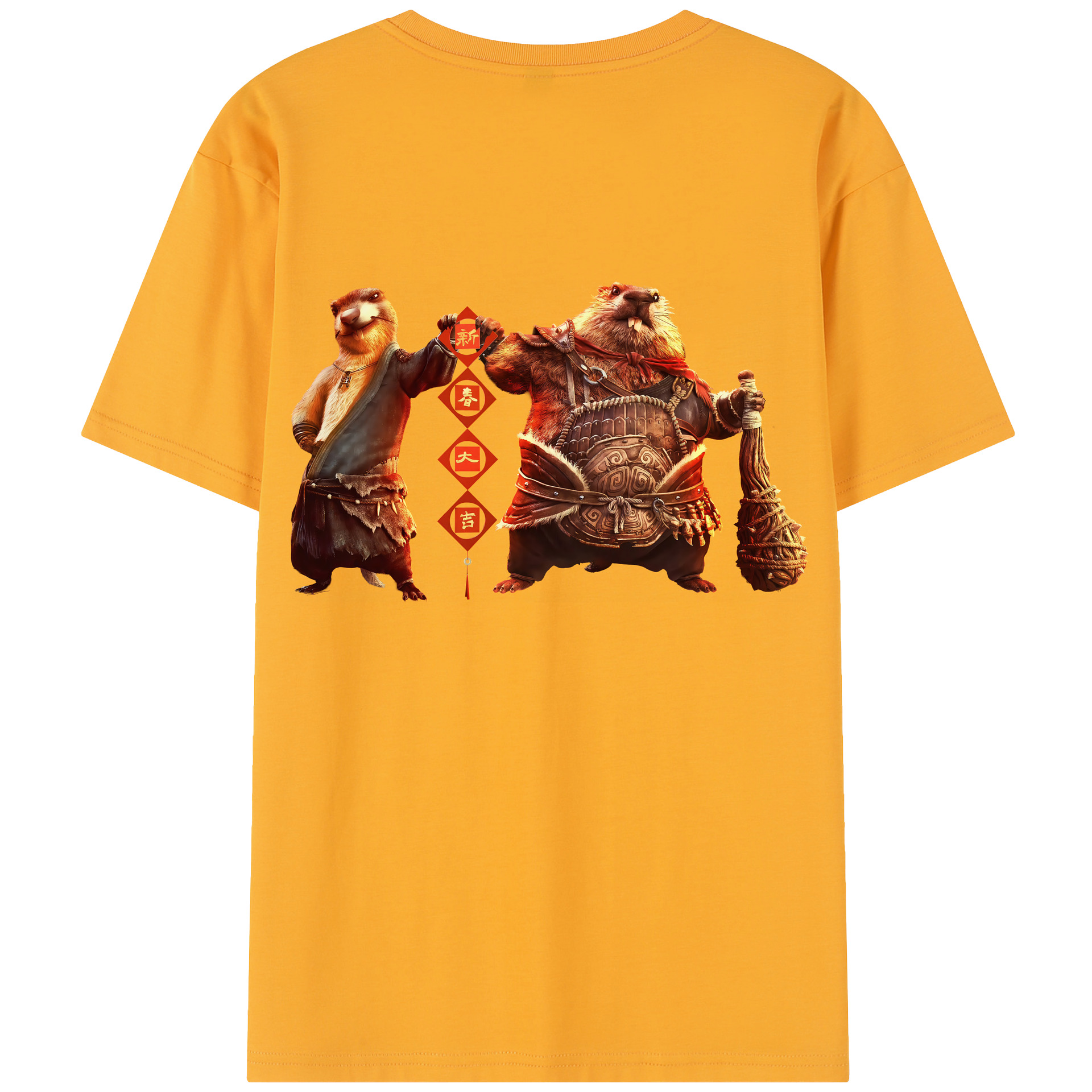 （画像用） Ne Zha 2 ナタ 魔童の大暴れ 綿100％半袖Tシャツ（背面プリント）