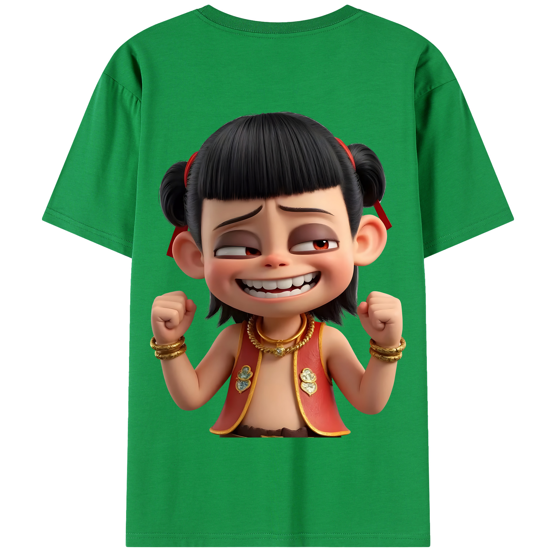 （画像用） Ne Zha 2 ナタ 魔童の大暴れ 綿100％半袖Tシャツ（背面プリント）