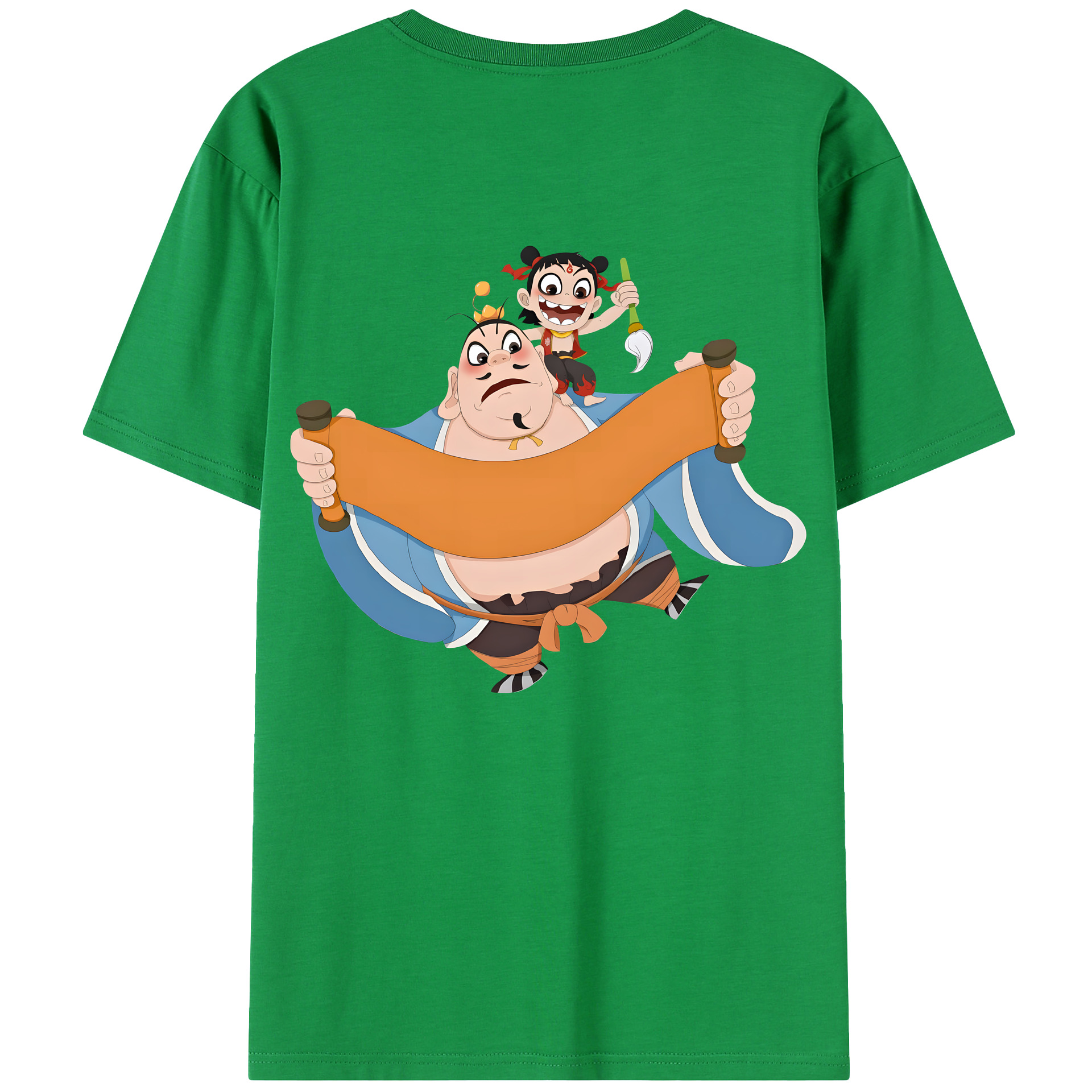 （画像用） Ne Zha 2 ナタ 魔童の大暴れ 綿100％半袖Tシャツ（背面プリント）