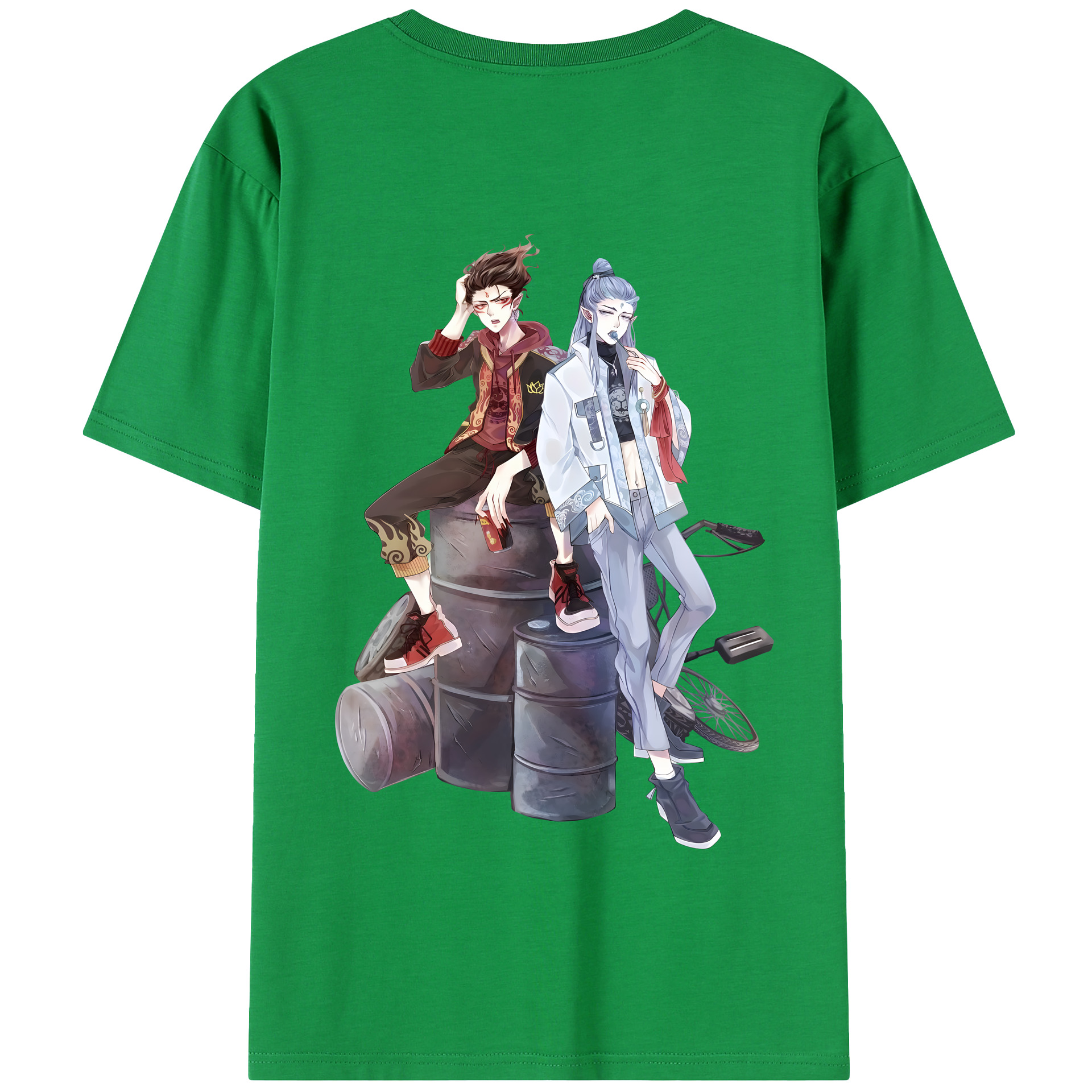 （画像用） Ne Zha 2 ナタ 魔童の大暴れ 綿100％半袖Tシャツ（背面プリント）