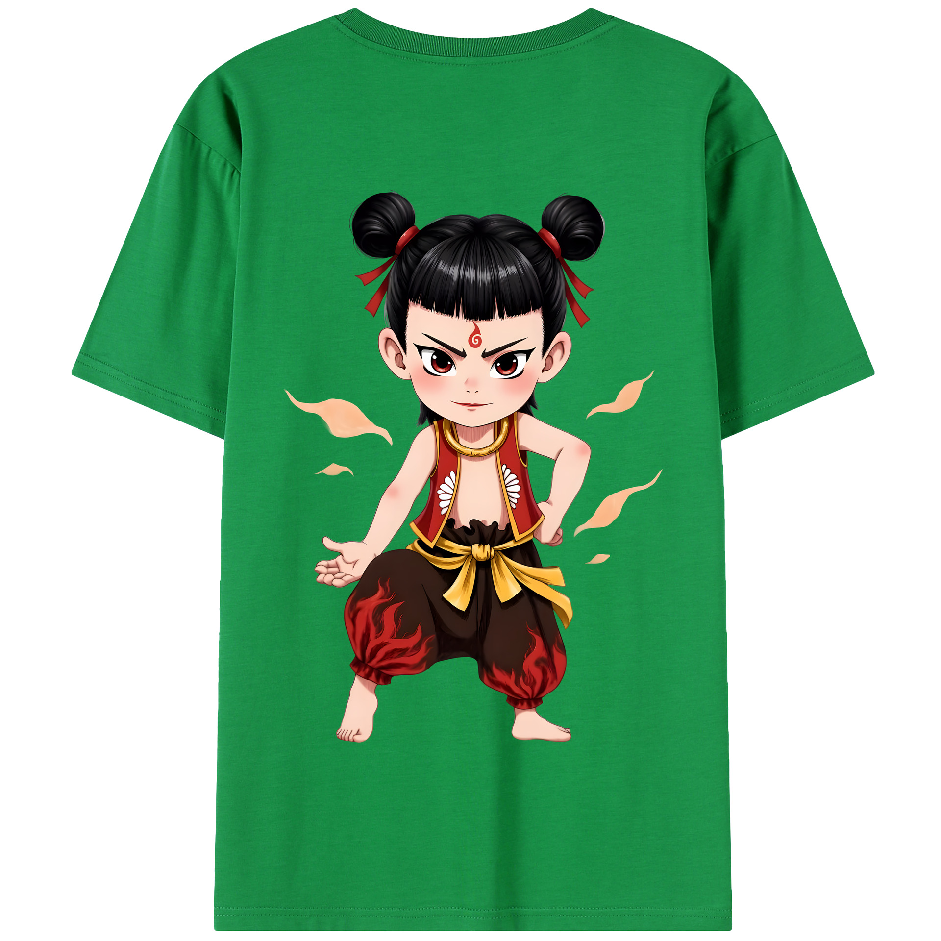 （画像用） Ne Zha 2 ナタ 魔童の大暴れ 綿100％半袖Tシャツ（背面プリント）