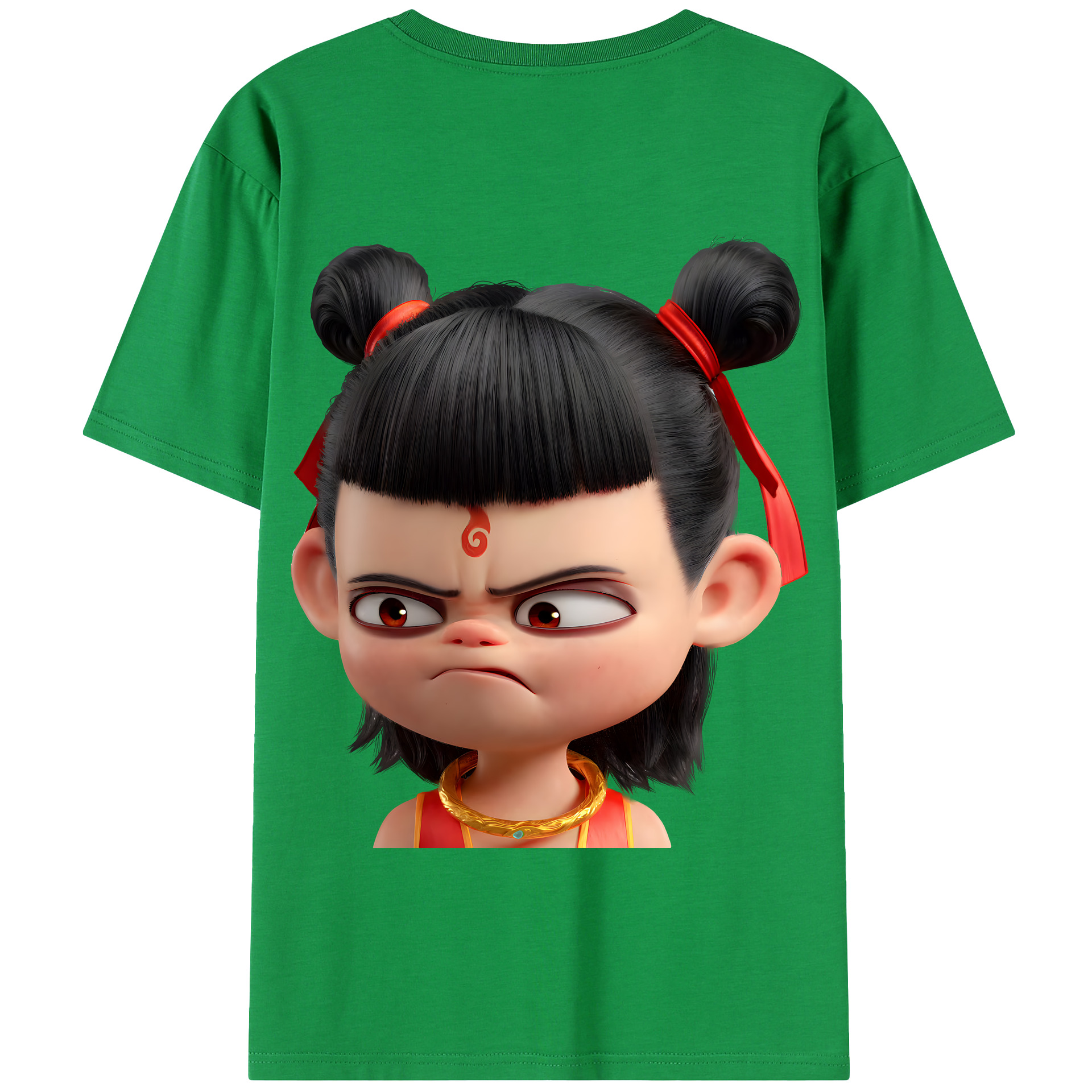 （画像用） Ne Zha 2 ナタ 魔童の大暴れ 綿100％半袖Tシャツ（背面プリント）