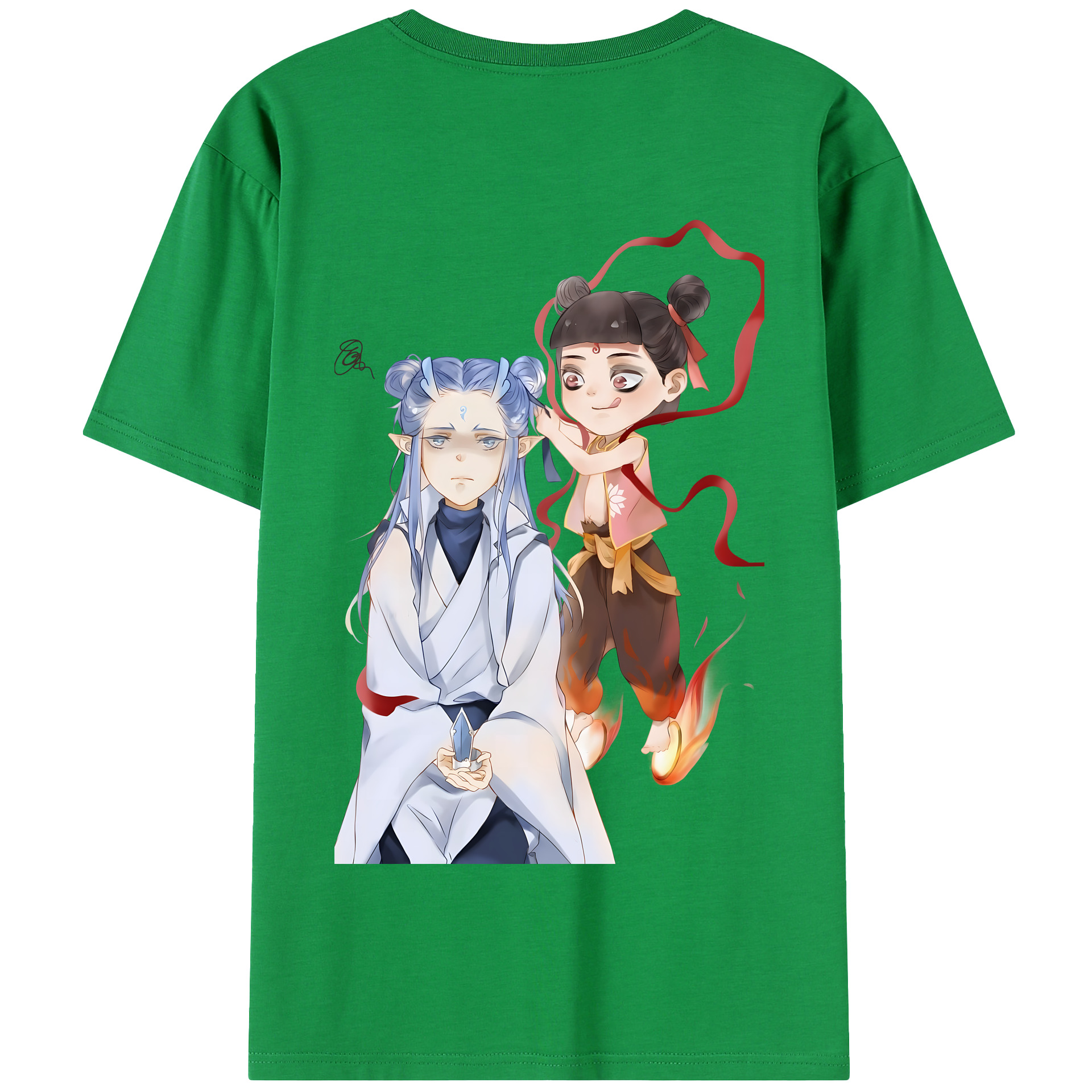 （画像用） Ne Zha 2 ナタ 魔童の大暴れ 綿100％半袖Tシャツ（背面プリント）