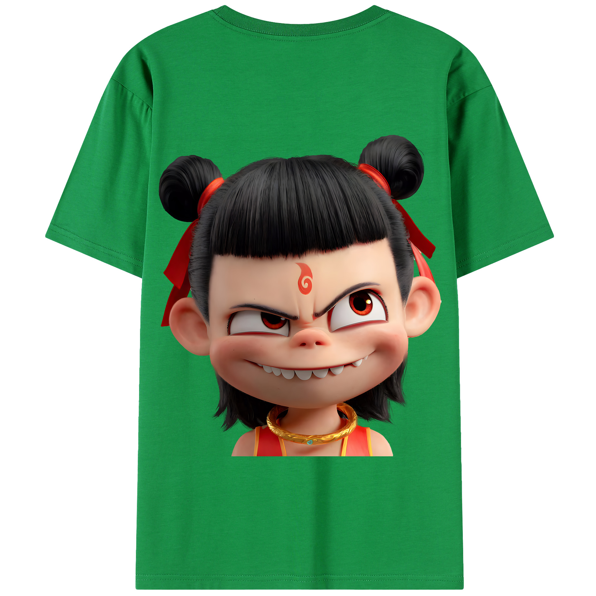 （画像用） Ne Zha 2 ナタ 魔童の大暴れ 綿100％半袖Tシャツ（背面プリント）