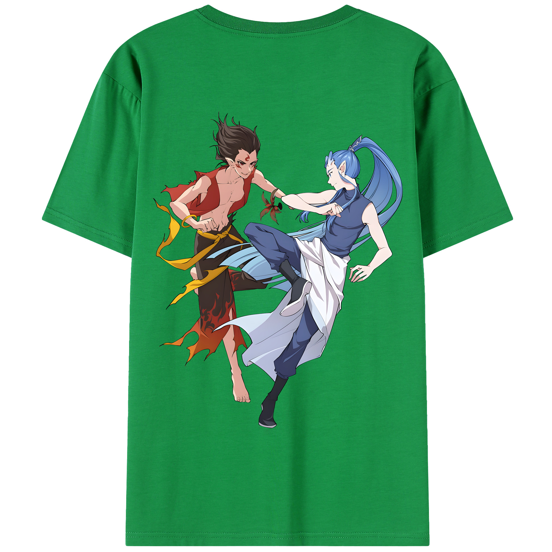 （画像用） Ne Zha 2 ナタ 魔童の大暴れ 綿100％半袖Tシャツ（背面プリント）