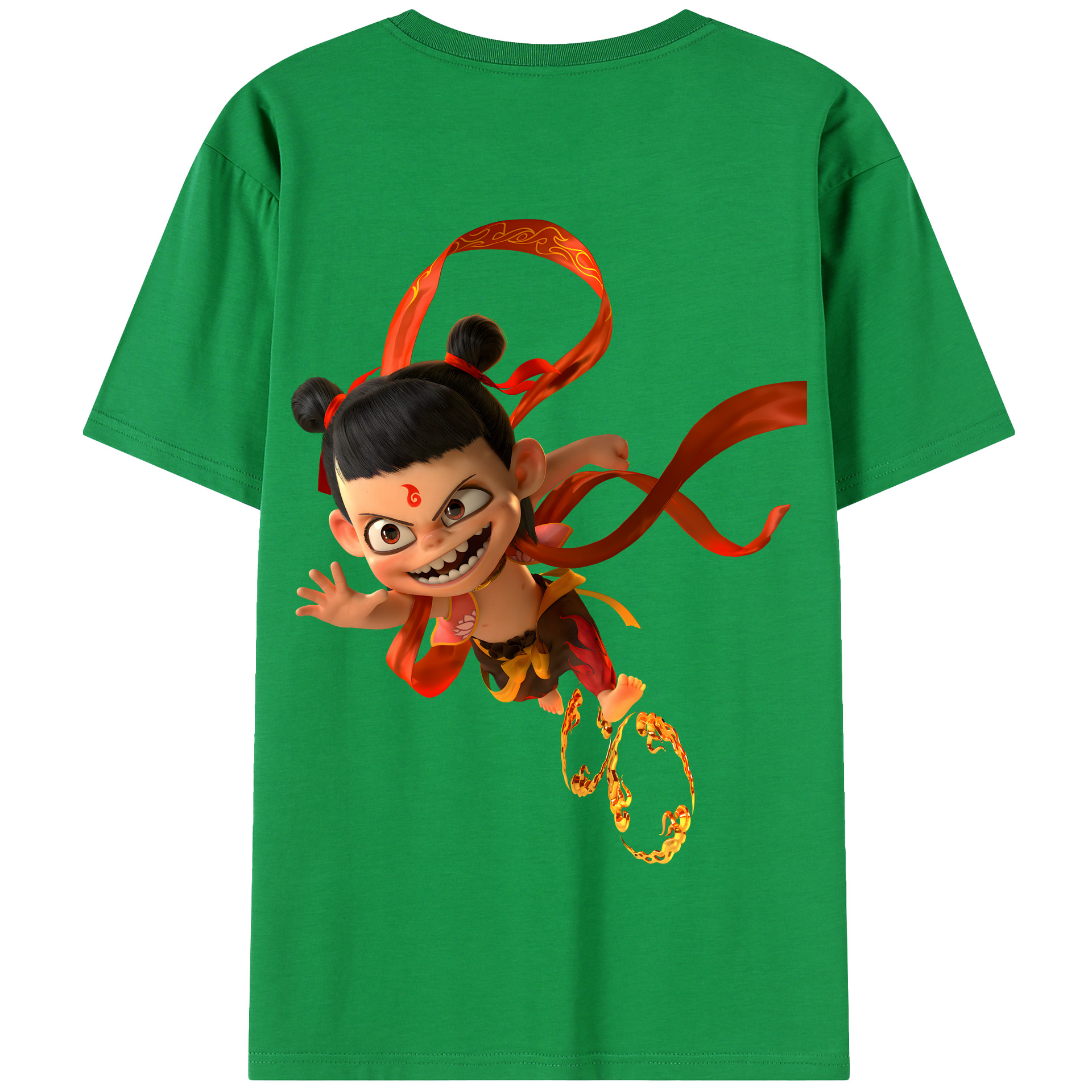 （画像用） Ne Zha 2 ナタ 魔童の大暴れ 綿100％半袖Tシャツ（背面プリント）