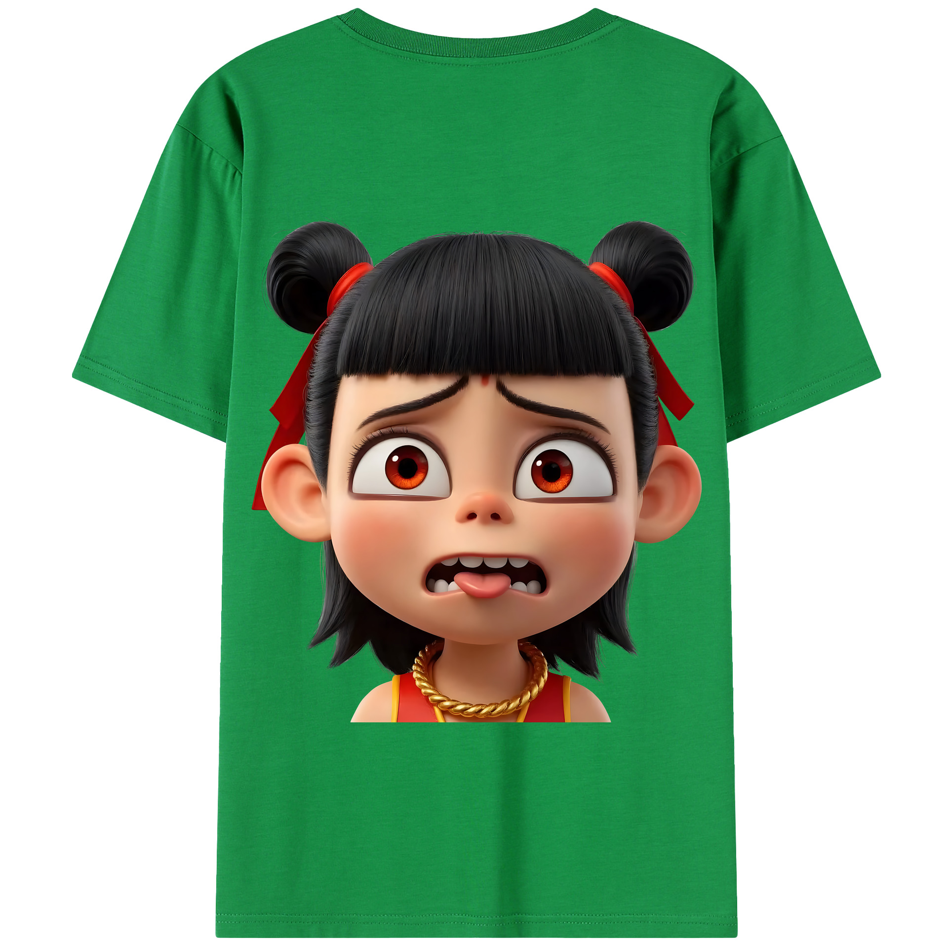 （画像用） Ne Zha 2 ナタ 魔童の大暴れ 綿100％半袖Tシャツ（背面プリント）
