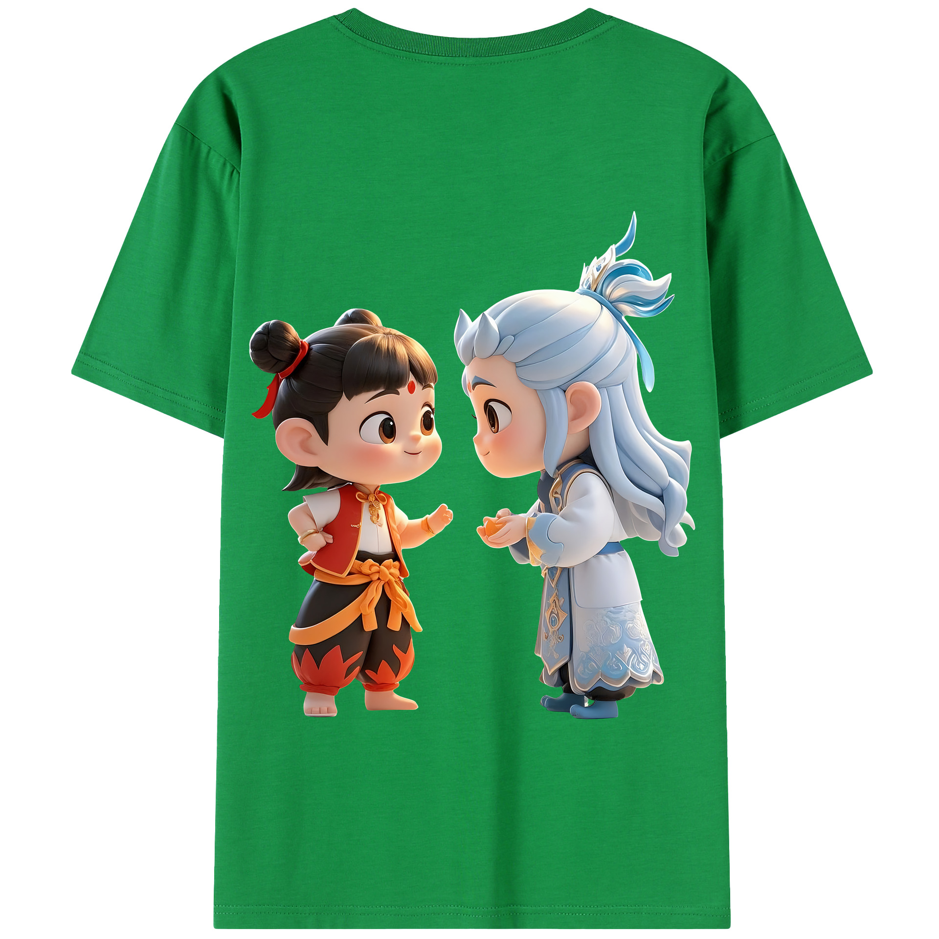 （画像用） Ne Zha 2 ナタ 魔童の大暴れ 綿100％半袖Tシャツ（背面プリント）