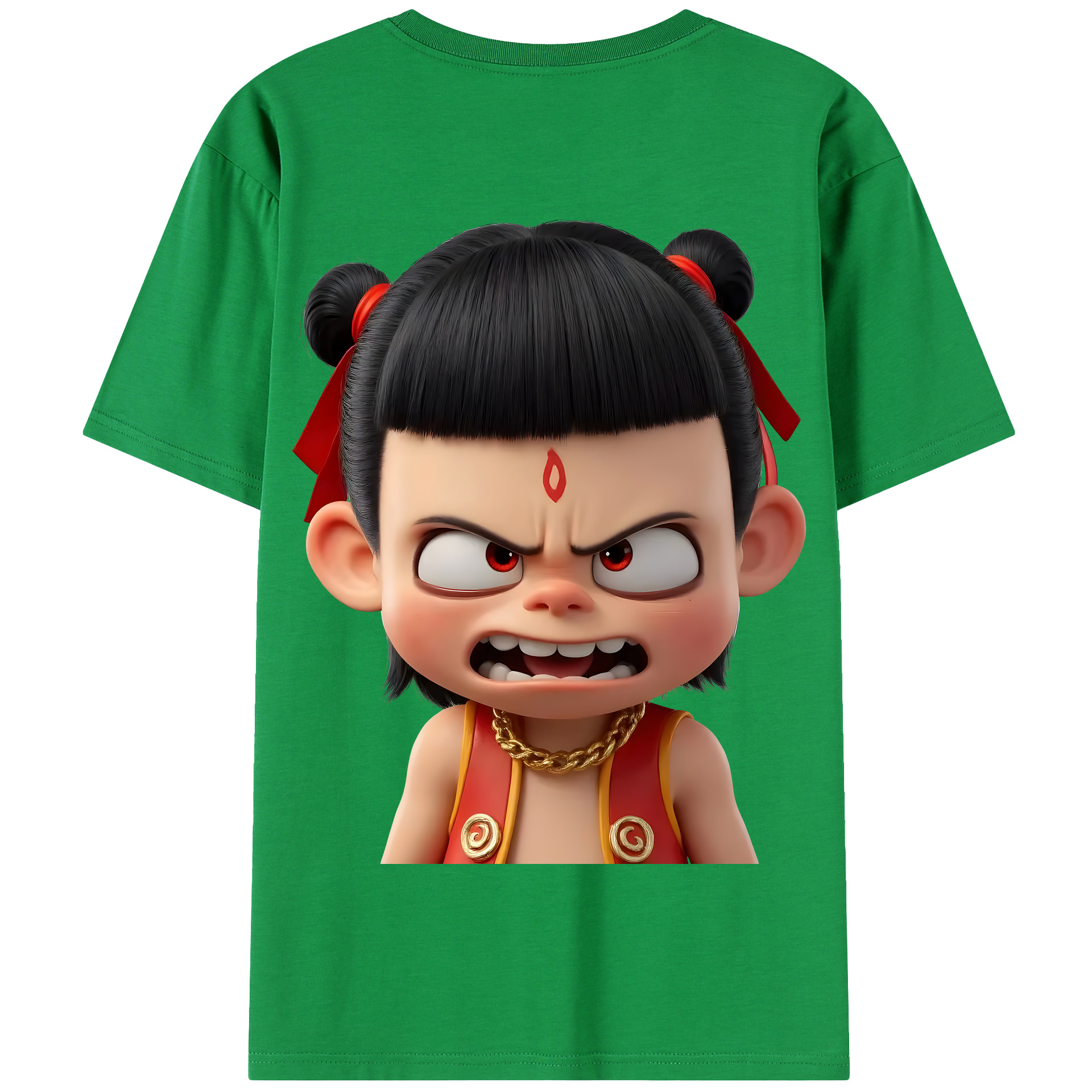 （画像用） Ne Zha 2 ナタ 魔童の大暴れ 綿100％半袖Tシャツ（背面プリント）