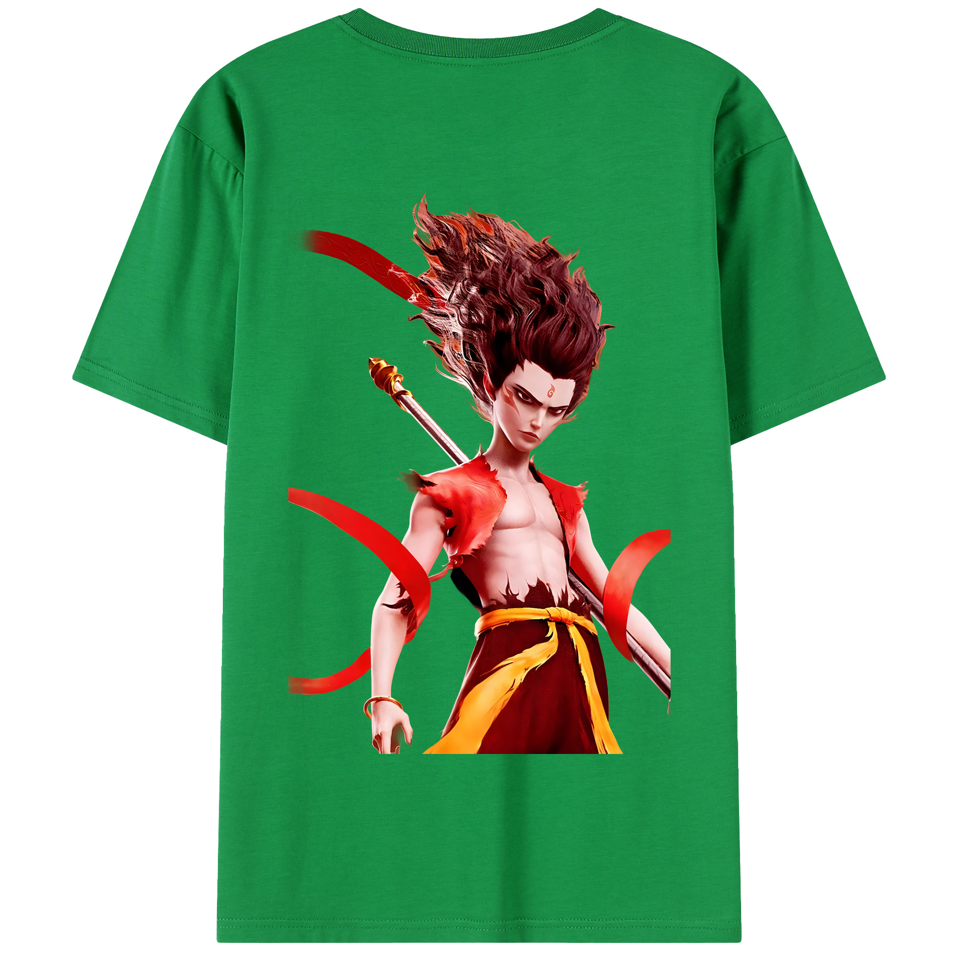 （画像用） Ne Zha 2 ナタ 魔童の大暴れ 綿100％半袖Tシャツ（背面プリント）