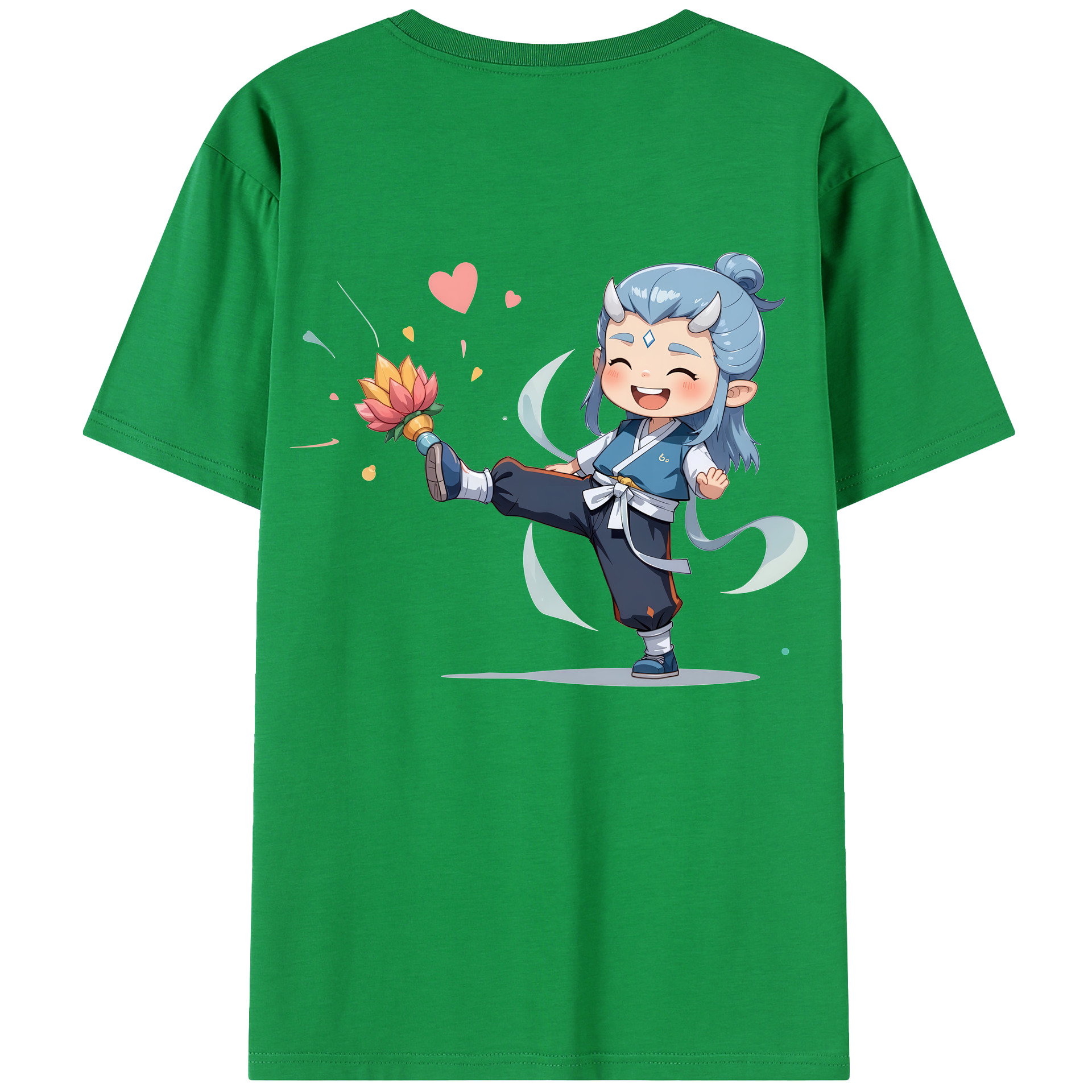 （画像用） Ne Zha 2 ナタ 魔童の大暴れ 綿100％半袖Tシャツ（背面プリント）
