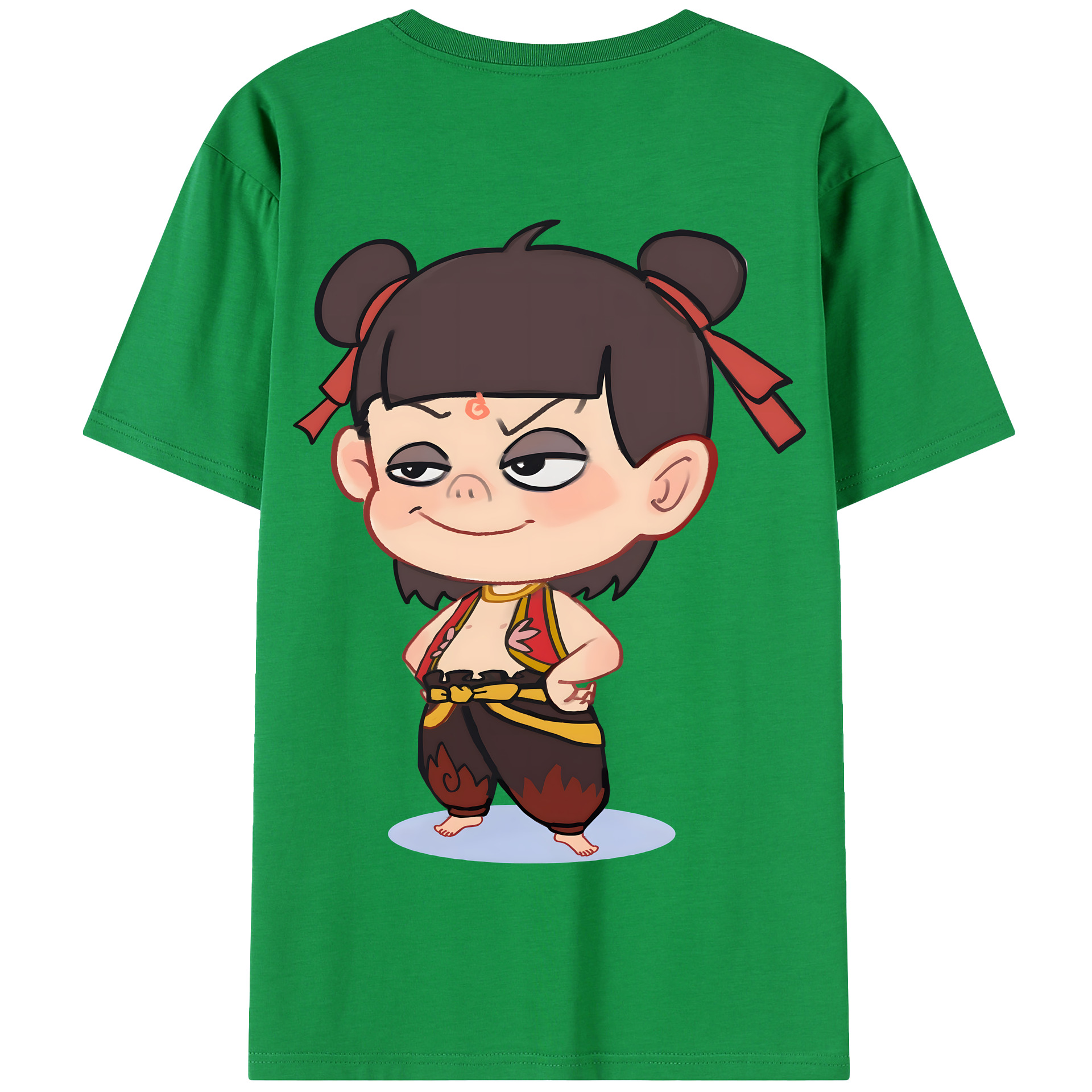 （画像用） Ne Zha 2 ナタ 魔童の大暴れ 綿100％半袖Tシャツ（背面プリント）