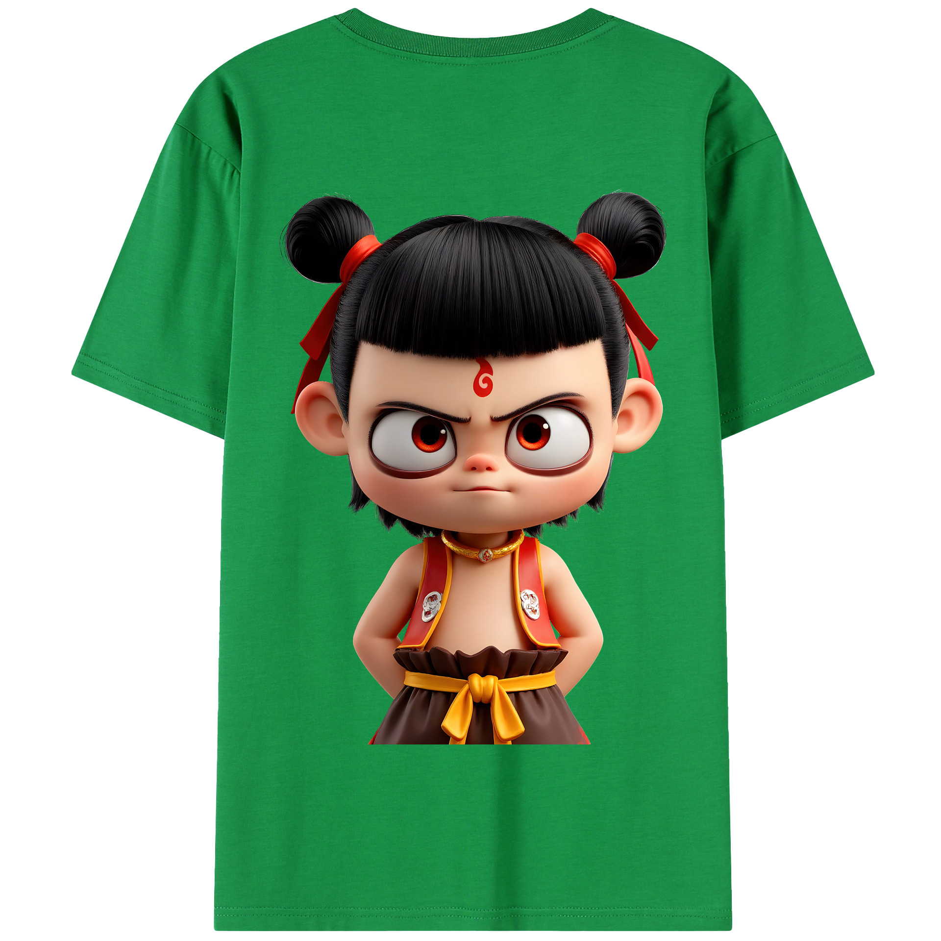 （画像用） Ne Zha 2 ナタ 魔童の大暴れ 綿100％半袖Tシャツ（背面プリント）
