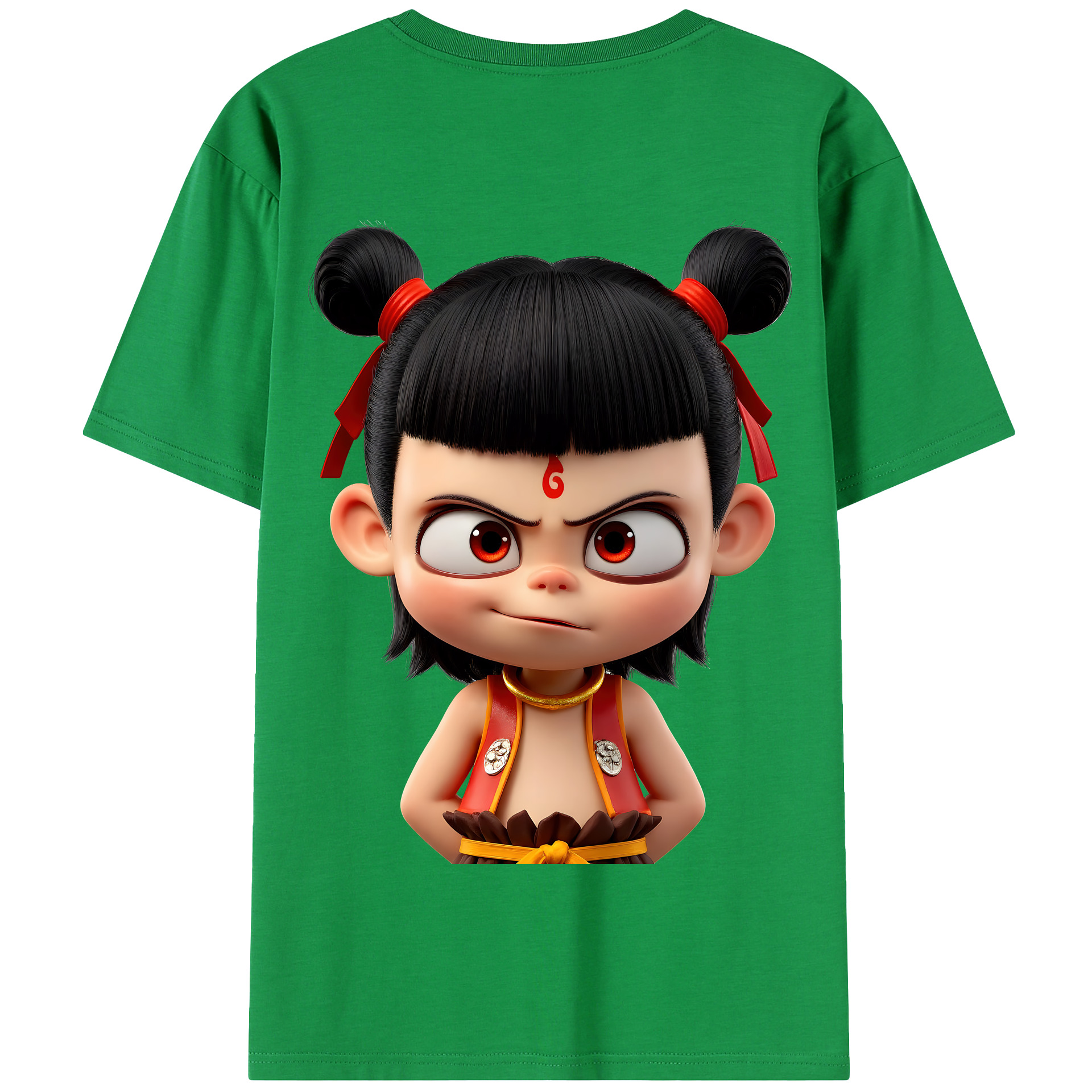 （画像用） Ne Zha 2 ナタ 魔童の大暴れ 綿100％半袖Tシャツ（背面プリント）