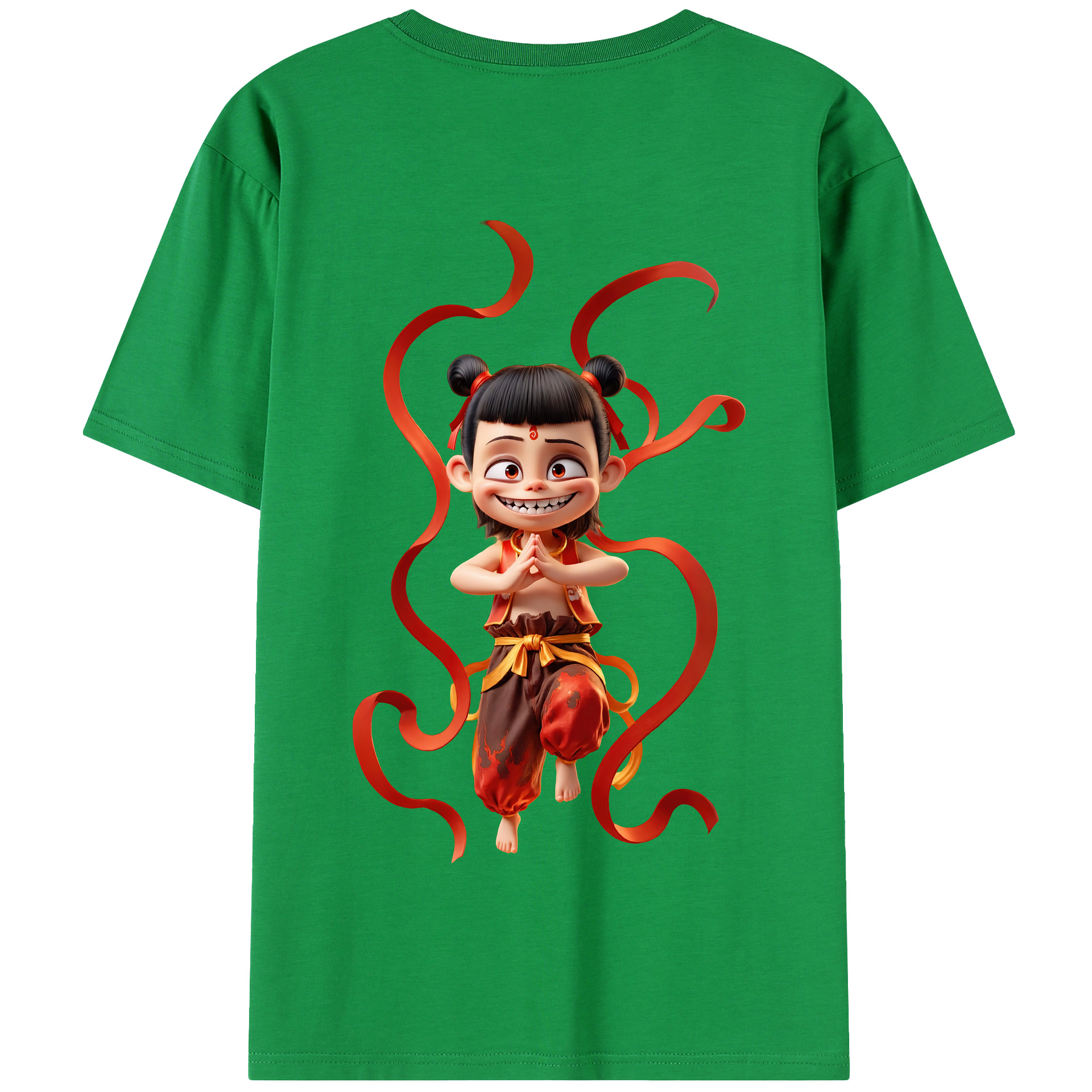 （画像用） Ne Zha 2 ナタ 魔童の大暴れ 綿100％半袖Tシャツ（背面プリント）
