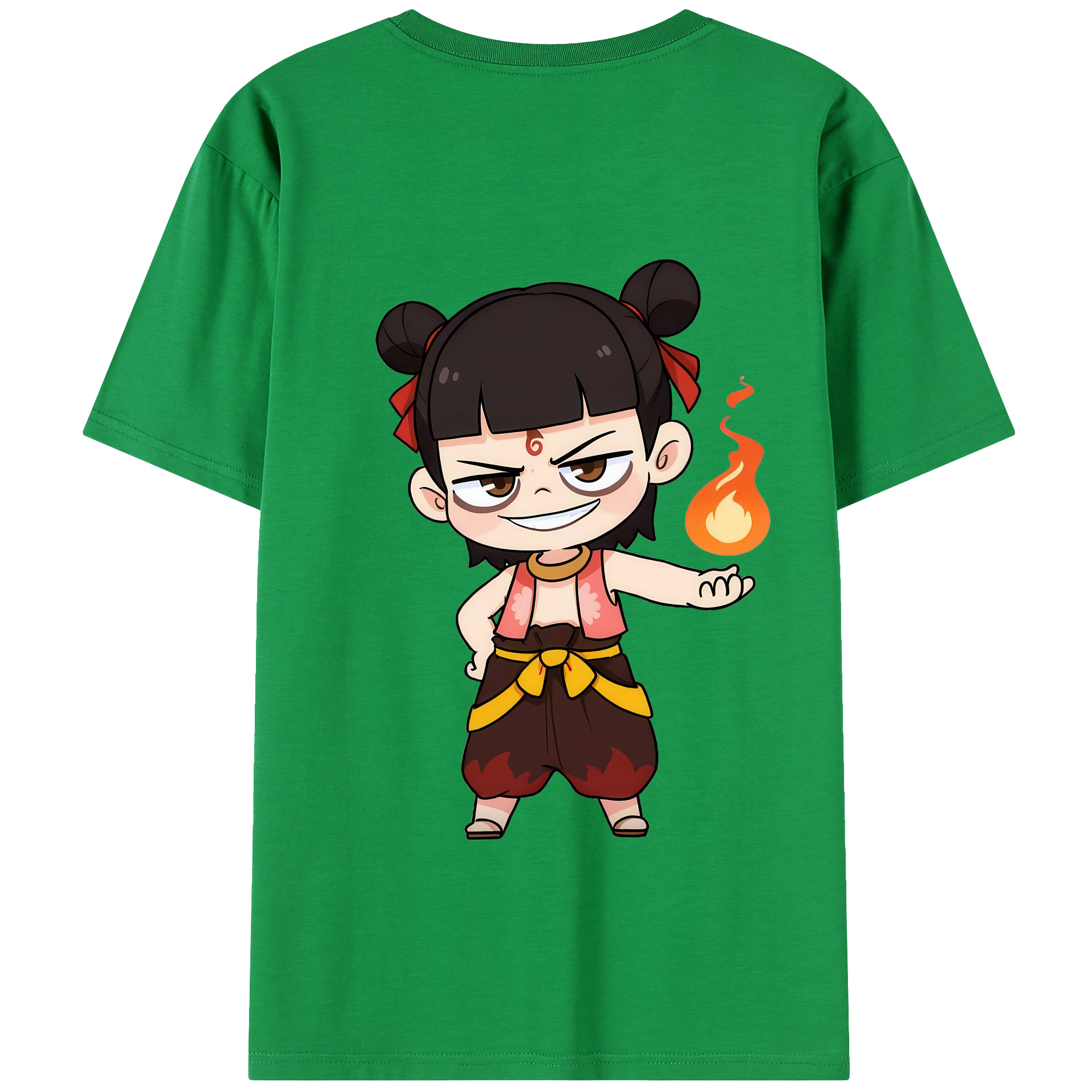 （画像用） Ne Zha 2 ナタ 魔童の大暴れ 綿100％半袖Tシャツ（背面プリント）