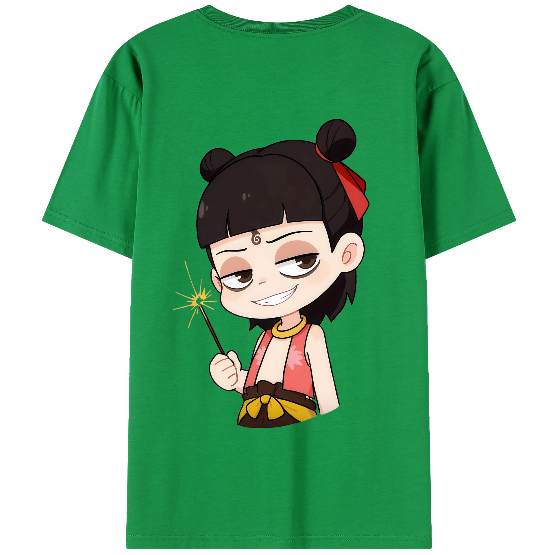 （画像用） Ne Zha 2 ナタ 魔童の大暴れ 綿100％半袖Tシャツ（背面プリント）