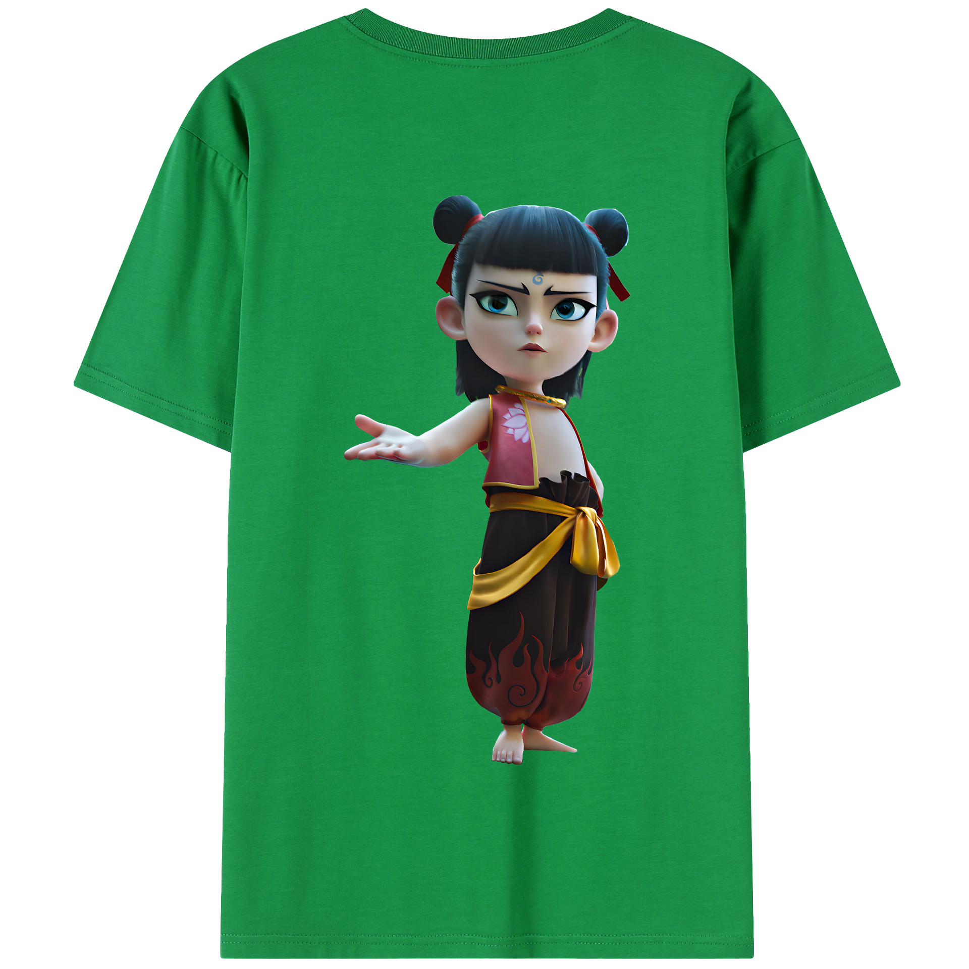 （画像用） Ne Zha 2 ナタ 魔童の大暴れ 綿100％半袖Tシャツ（背面プリント）