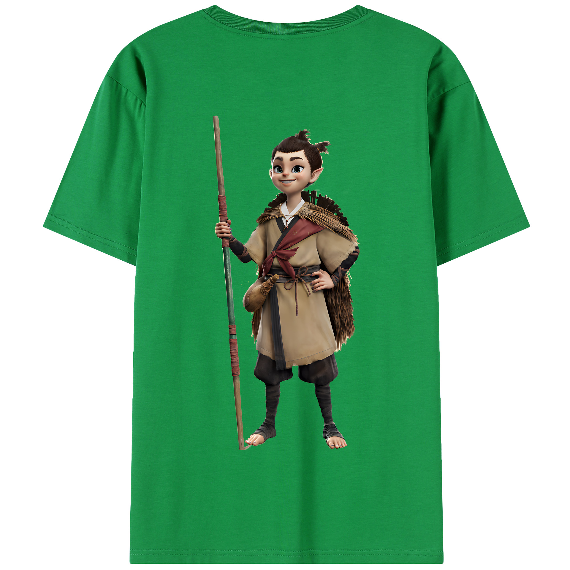 （画像用） Ne Zha 2 ナタ 魔童の大暴れ 綿100％半袖Tシャツ（背面プリント）