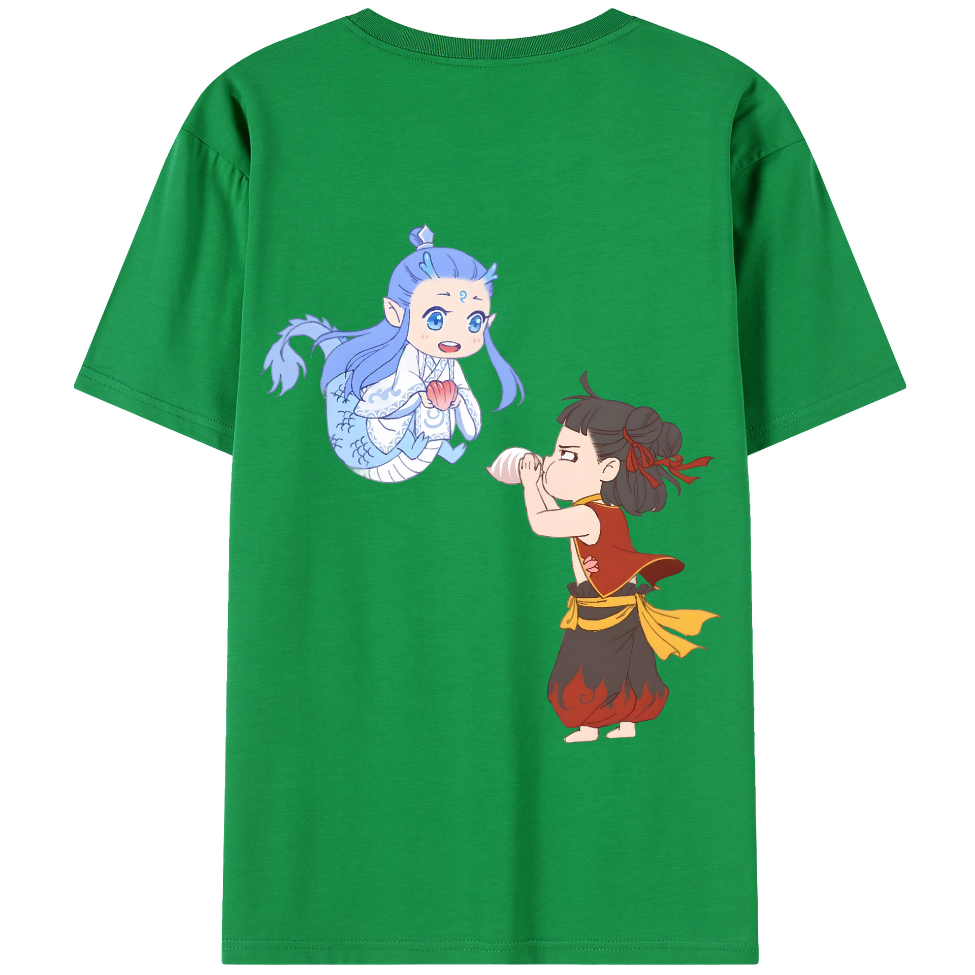 （画像用） Ne Zha 2 ナタ 魔童の大暴れ 綿100％半袖Tシャツ（背面プリント）