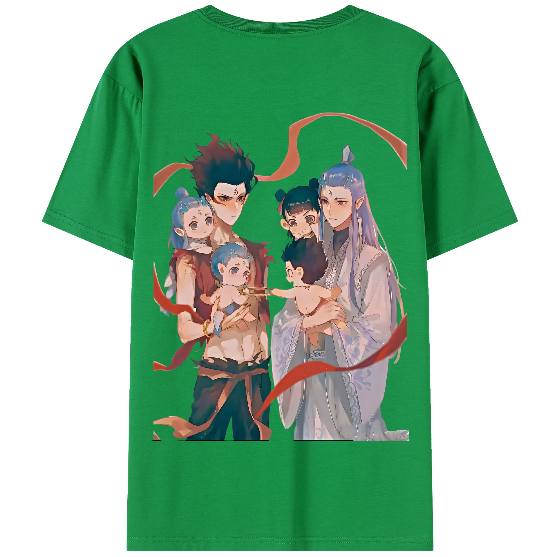 （画像用） Ne Zha 2 ナタ 魔童の大暴れ 綿100％半袖Tシャツ（背面プリント）