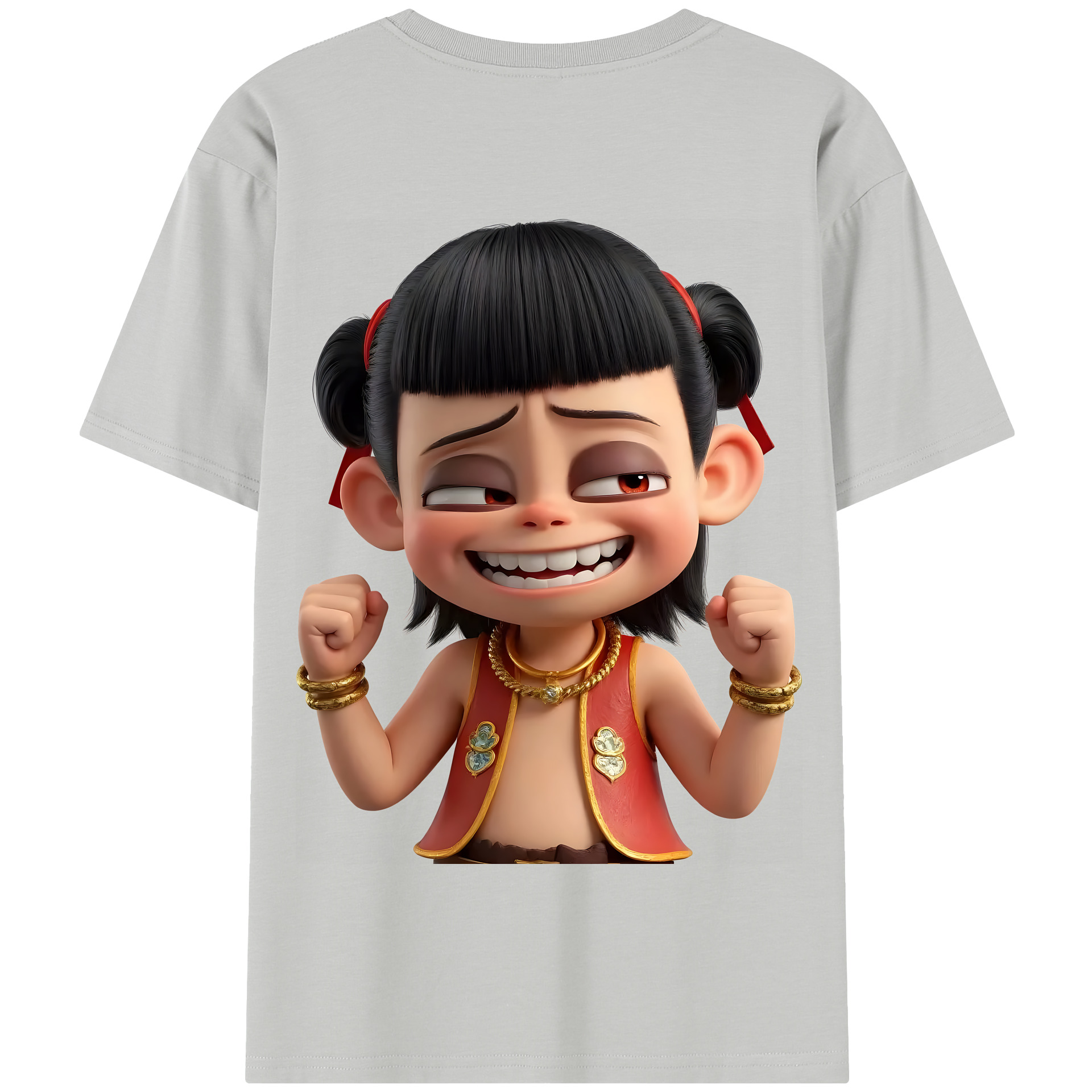 （画像用） Ne Zha 2 ナタ 魔童の大暴れ 綿100％半袖Tシャツ（背面プリント）