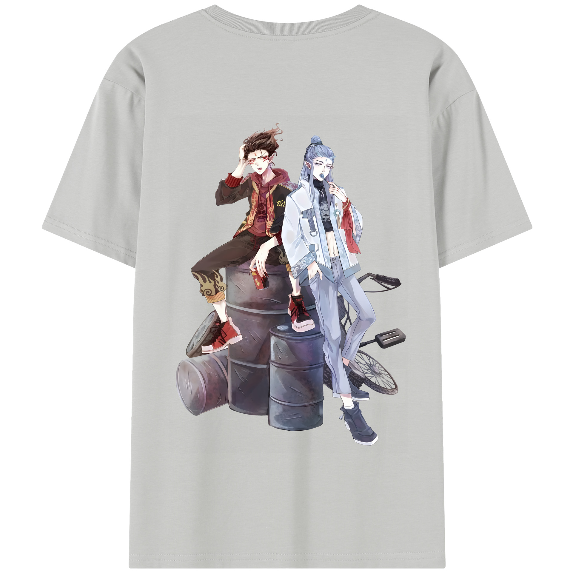 （画像用） Ne Zha 2 ナタ 魔童の大暴れ 綿100％半袖Tシャツ（背面プリント）