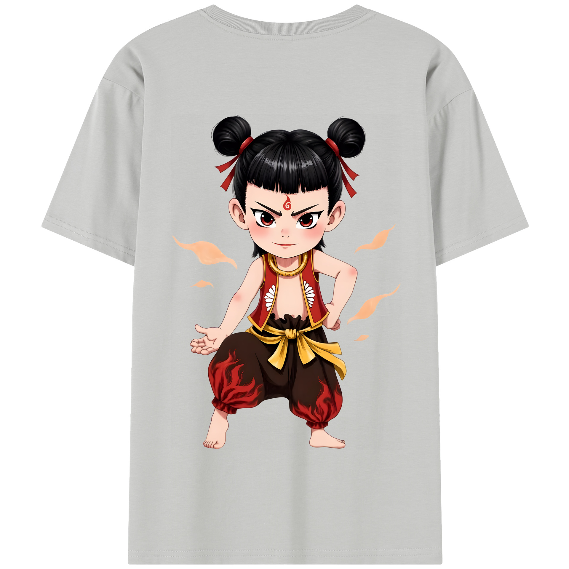 （画像用） Ne Zha 2 ナタ 魔童の大暴れ 綿100％半袖Tシャツ（背面プリント）