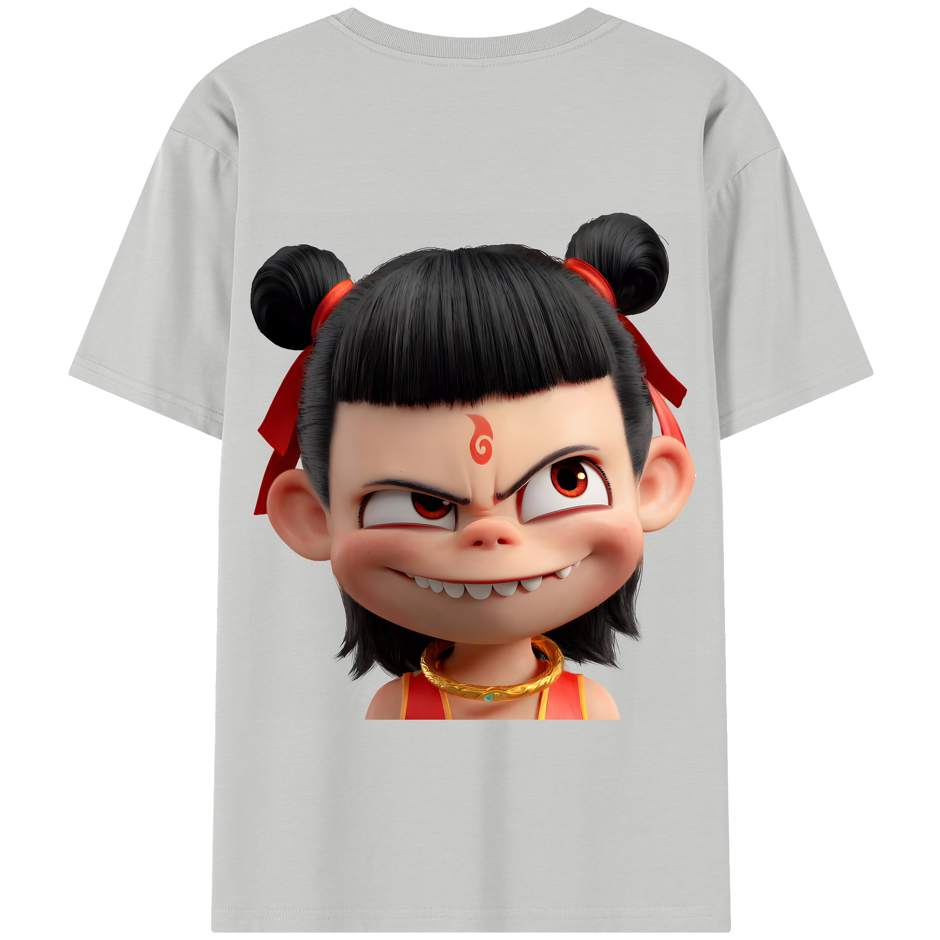 （画像用） Ne Zha 2 ナタ 魔童の大暴れ 綿100％半袖Tシャツ（背面プリント）