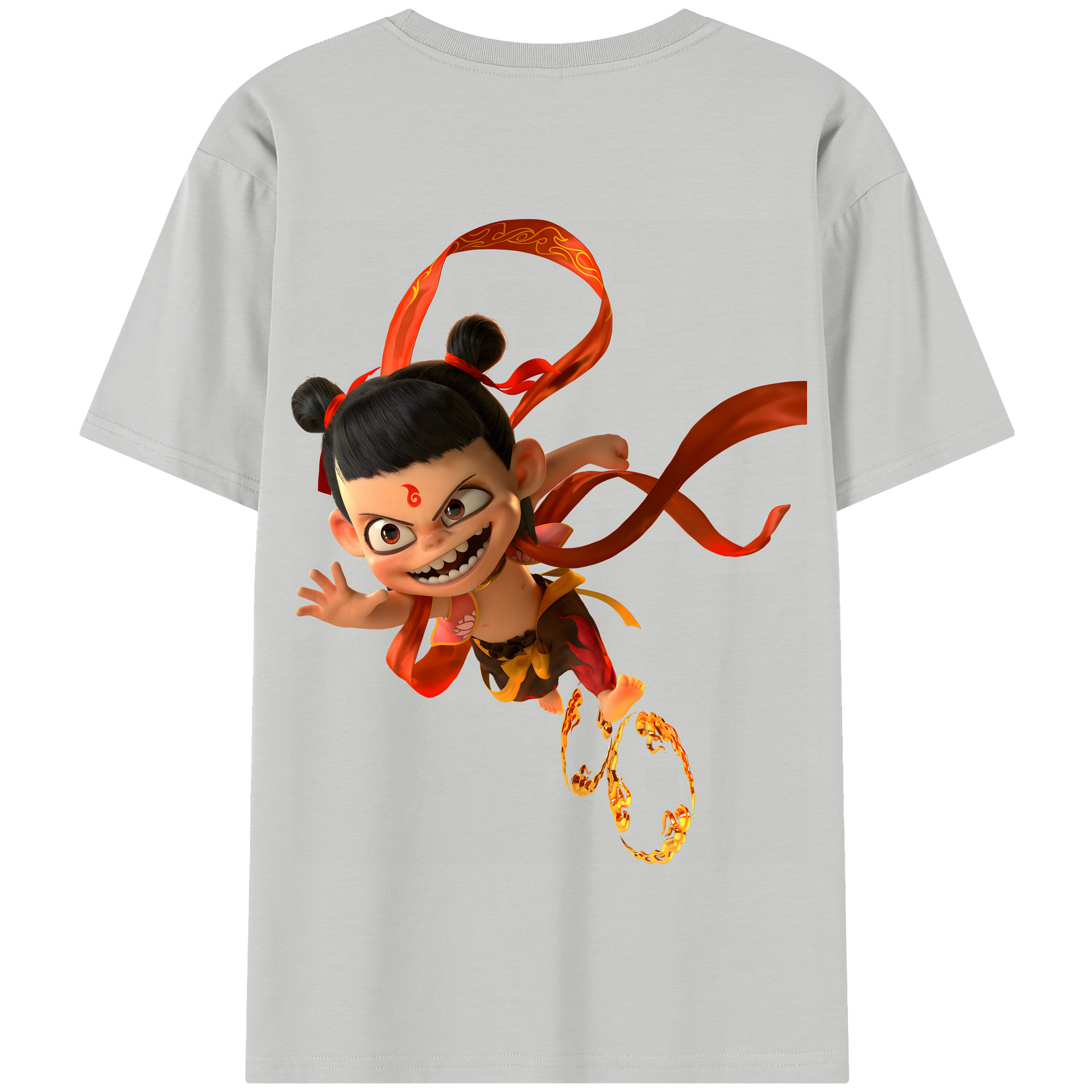 （画像用） Ne Zha 2 ナタ 魔童の大暴れ 綿100％半袖Tシャツ（背面プリント）