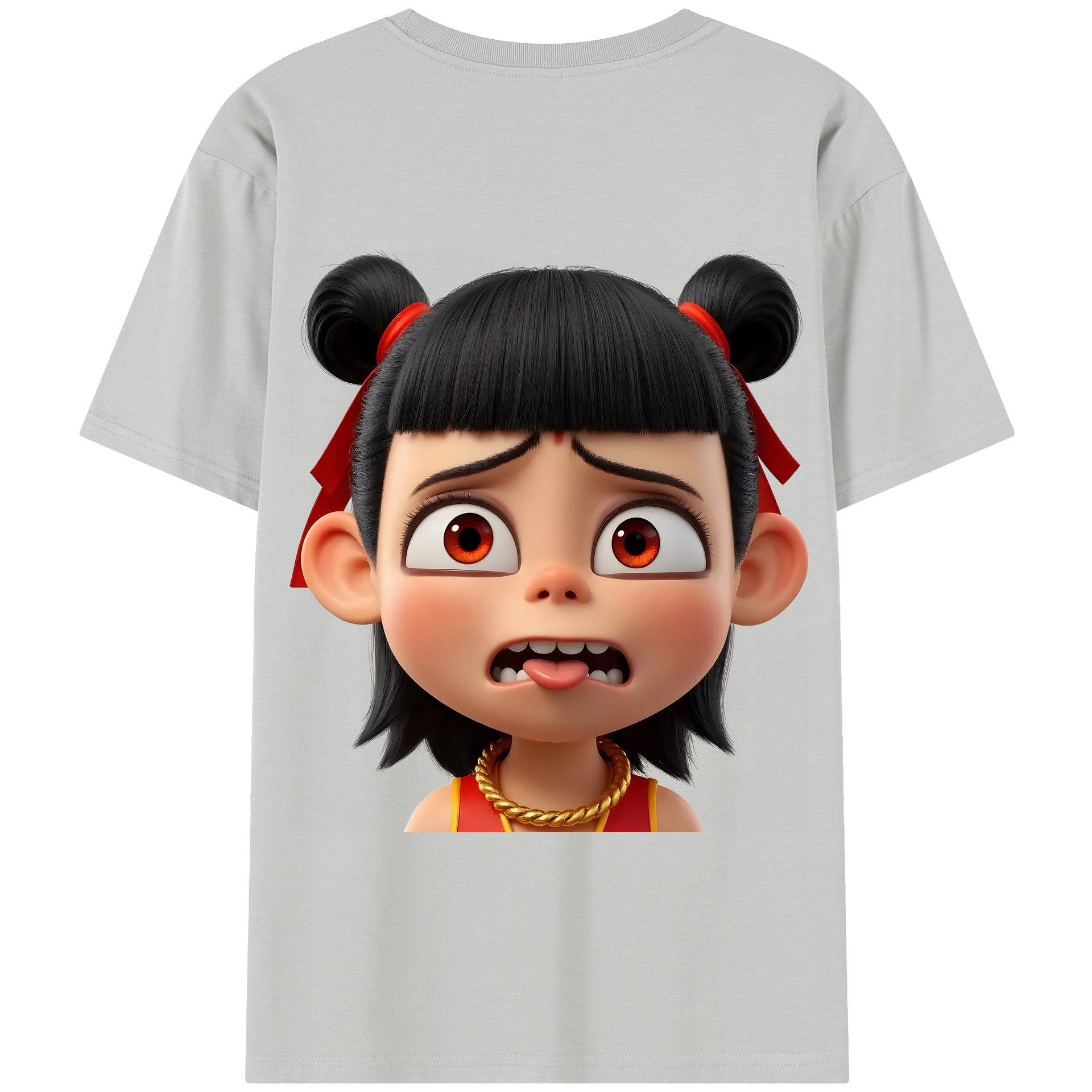 （画像用） Ne Zha 2 ナタ 魔童の大暴れ 綿100％半袖Tシャツ（背面プリント）