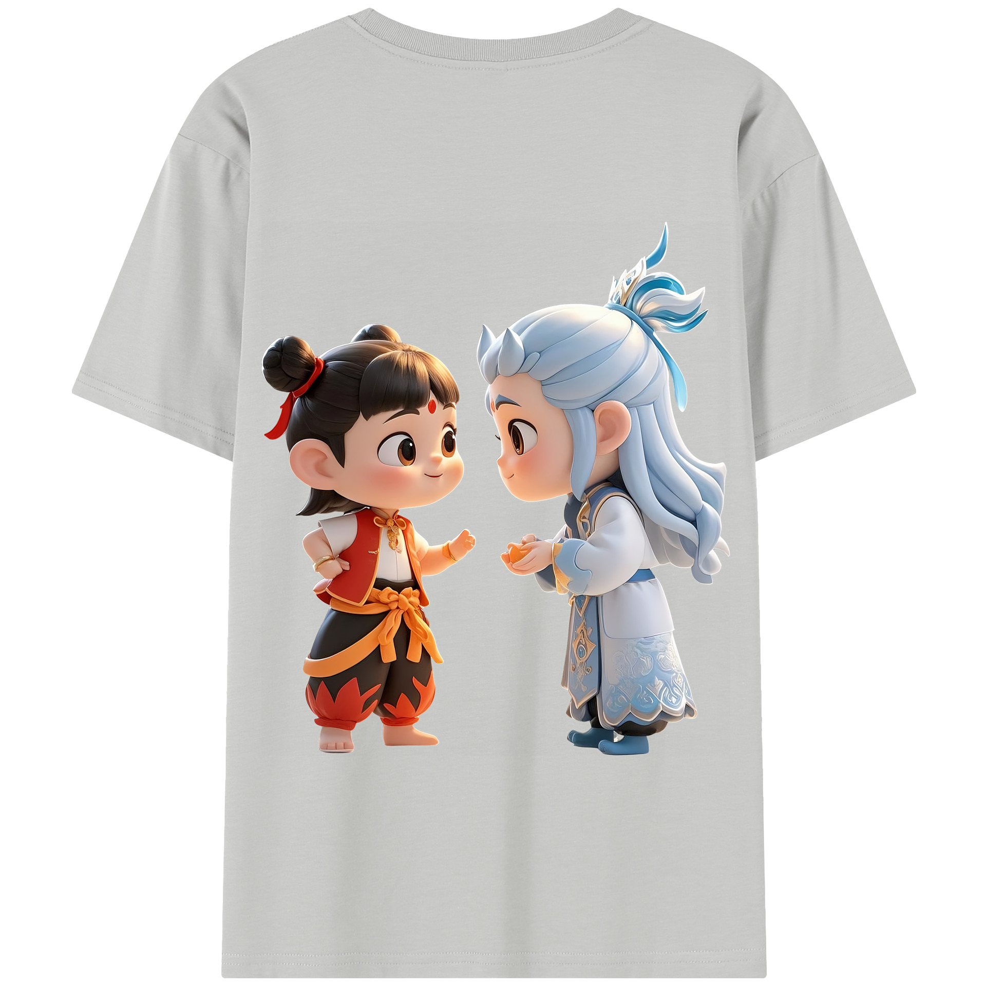 （画像用） Ne Zha 2 ナタ 魔童の大暴れ 綿100％半袖Tシャツ（背面プリント）