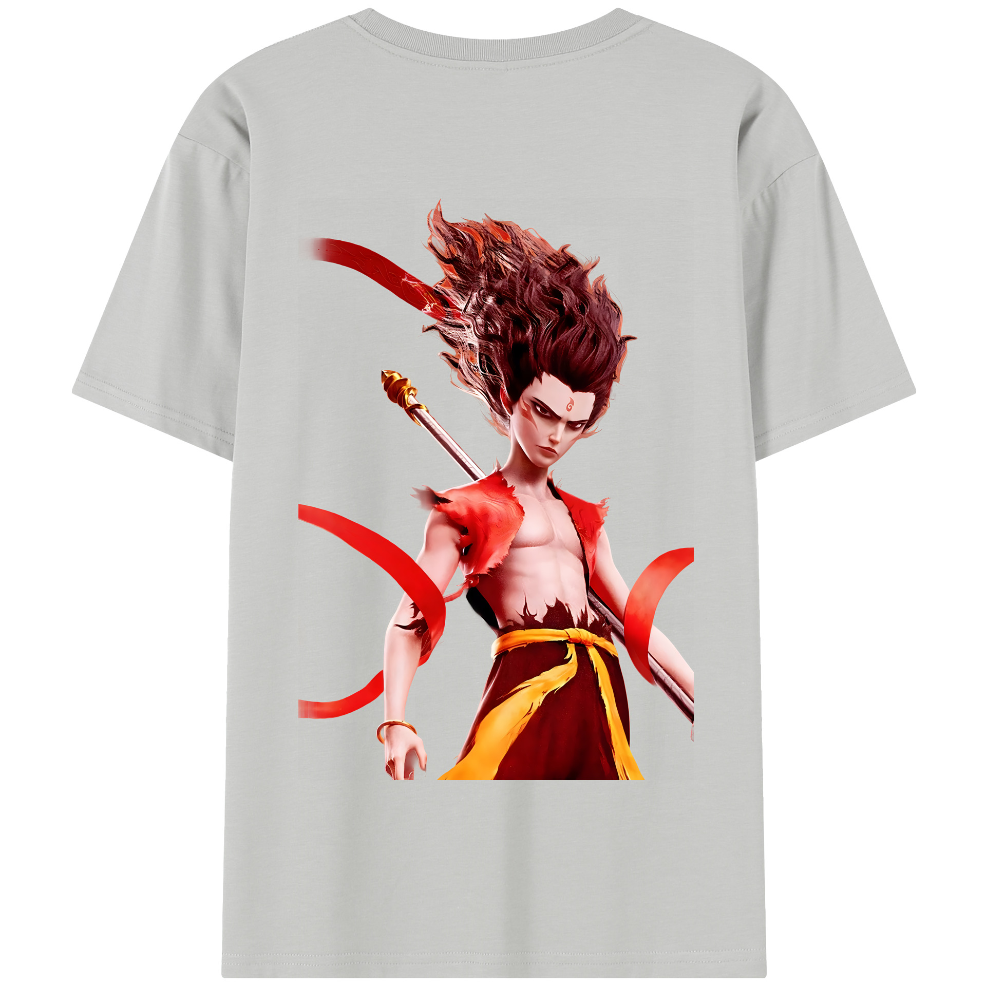 （画像用） Ne Zha 2 ナタ 魔童の大暴れ 綿100％半袖Tシャツ（背面プリント）