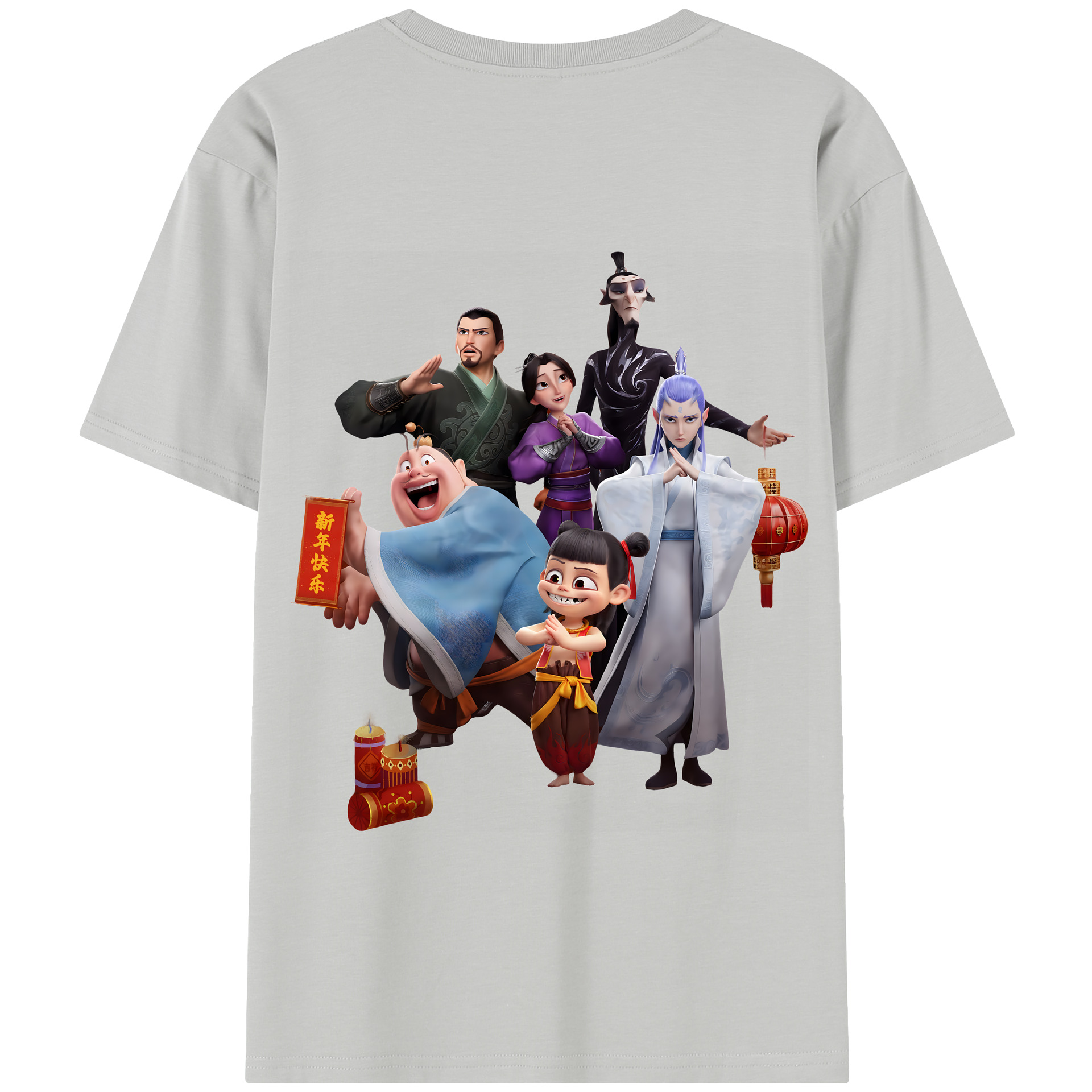（画像用） Ne Zha 2 ナタ 魔童の大暴れ 綿100％半袖Tシャツ（背面プリント）
