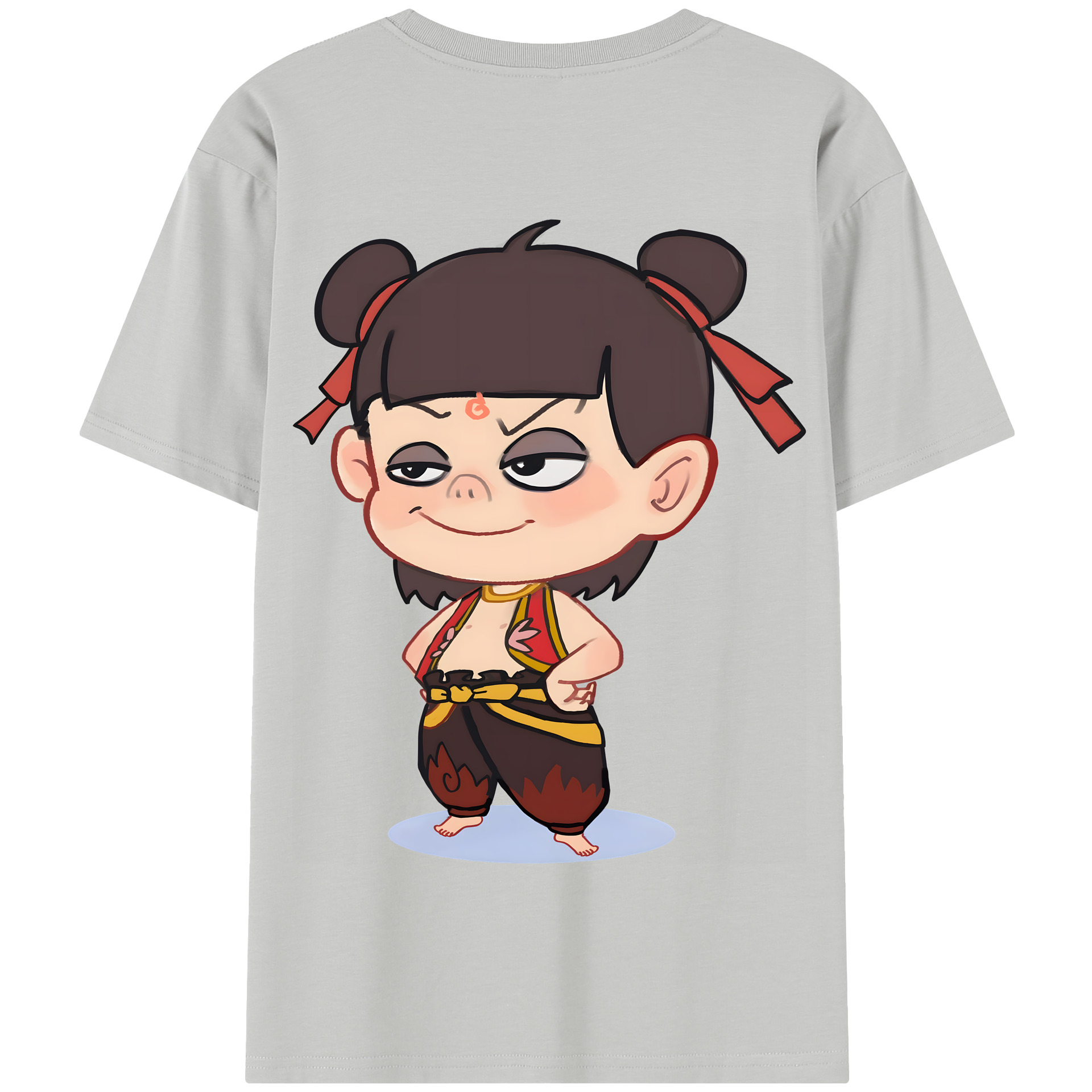 （画像用） Ne Zha 2 ナタ 魔童の大暴れ 綿100％半袖Tシャツ（背面プリント）
