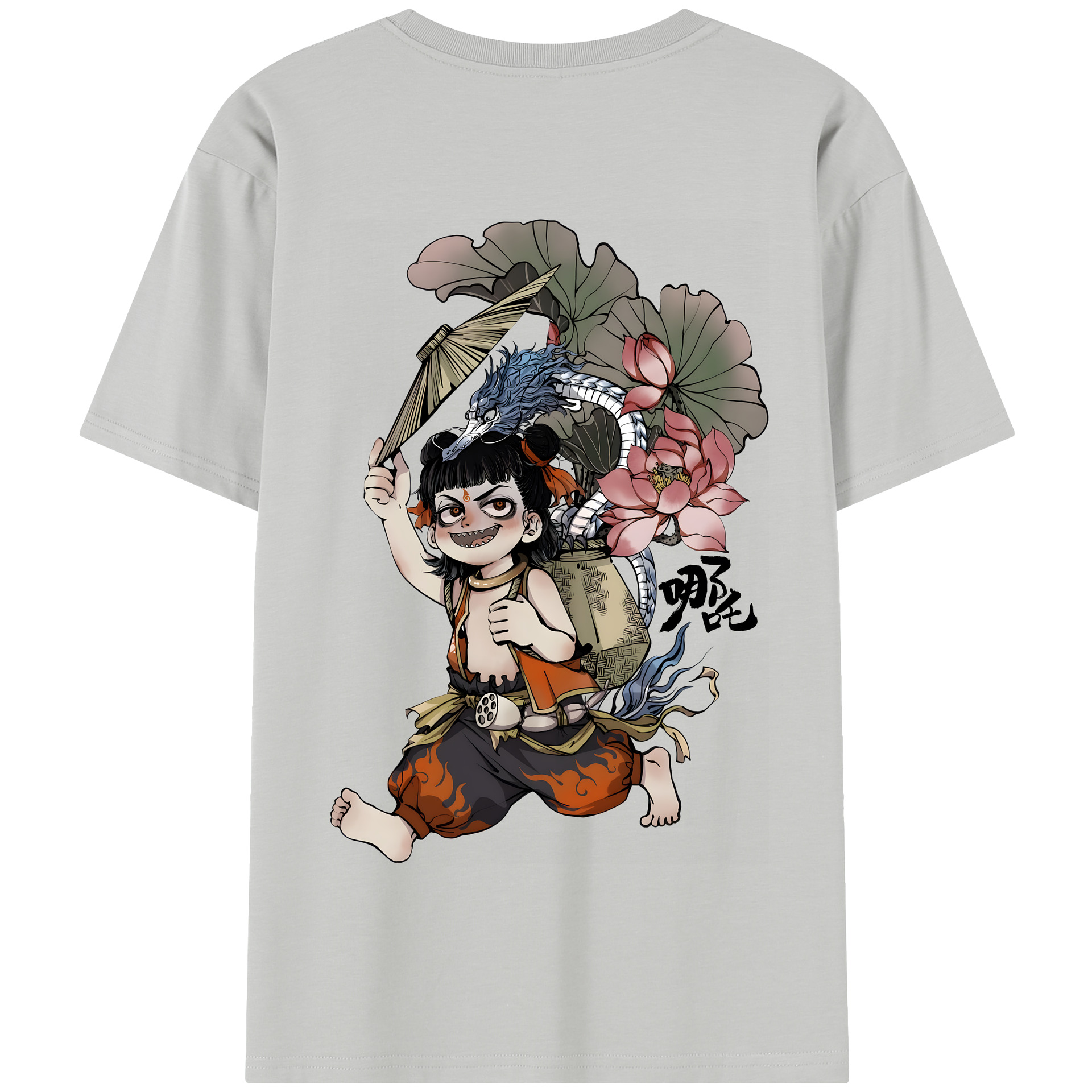 （画像用） Ne Zha 2 ナタ 魔童の大暴れ 綿100％半袖Tシャツ（背面プリント）