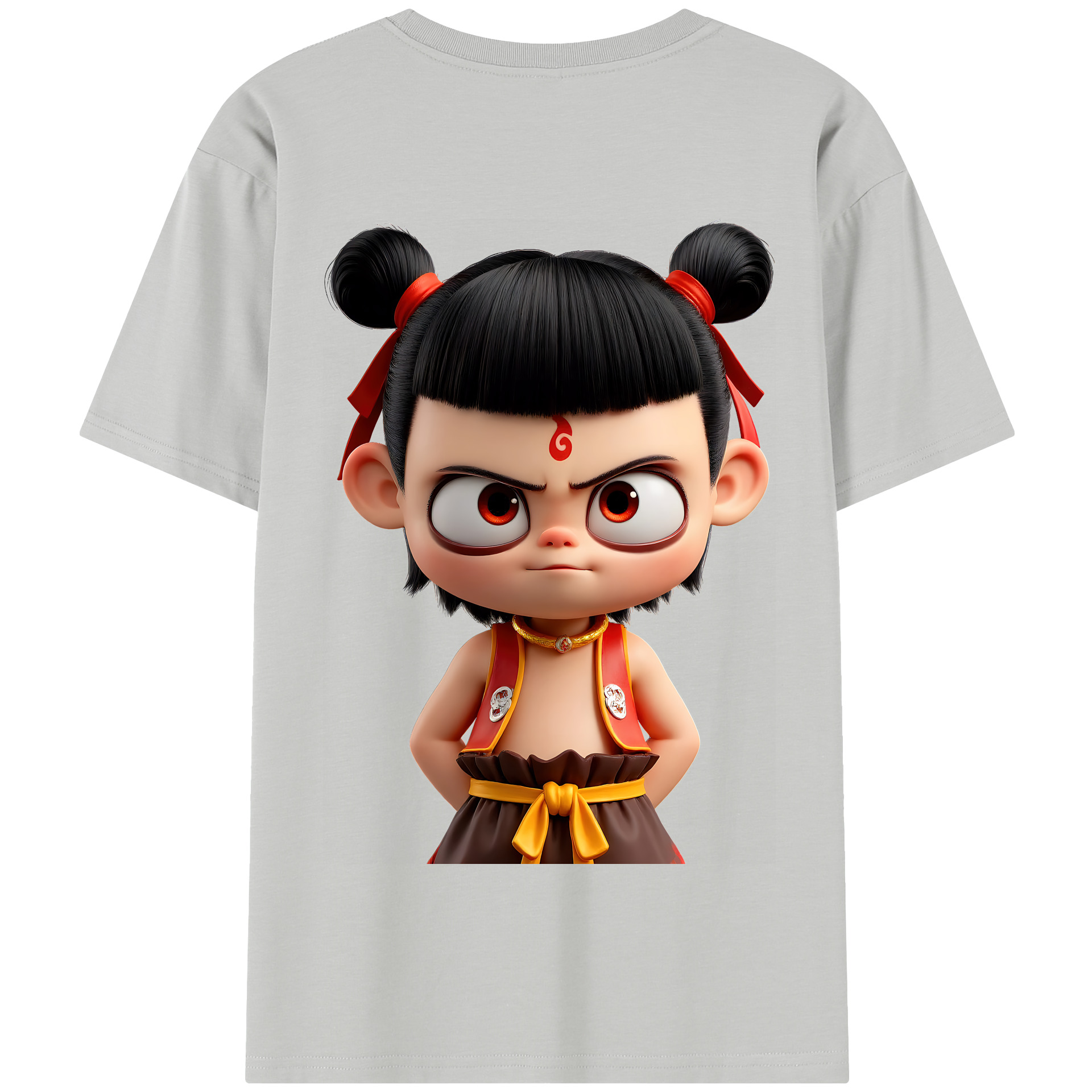 （画像用） Ne Zha 2 ナタ 魔童の大暴れ 綿100％半袖Tシャツ（背面プリント）