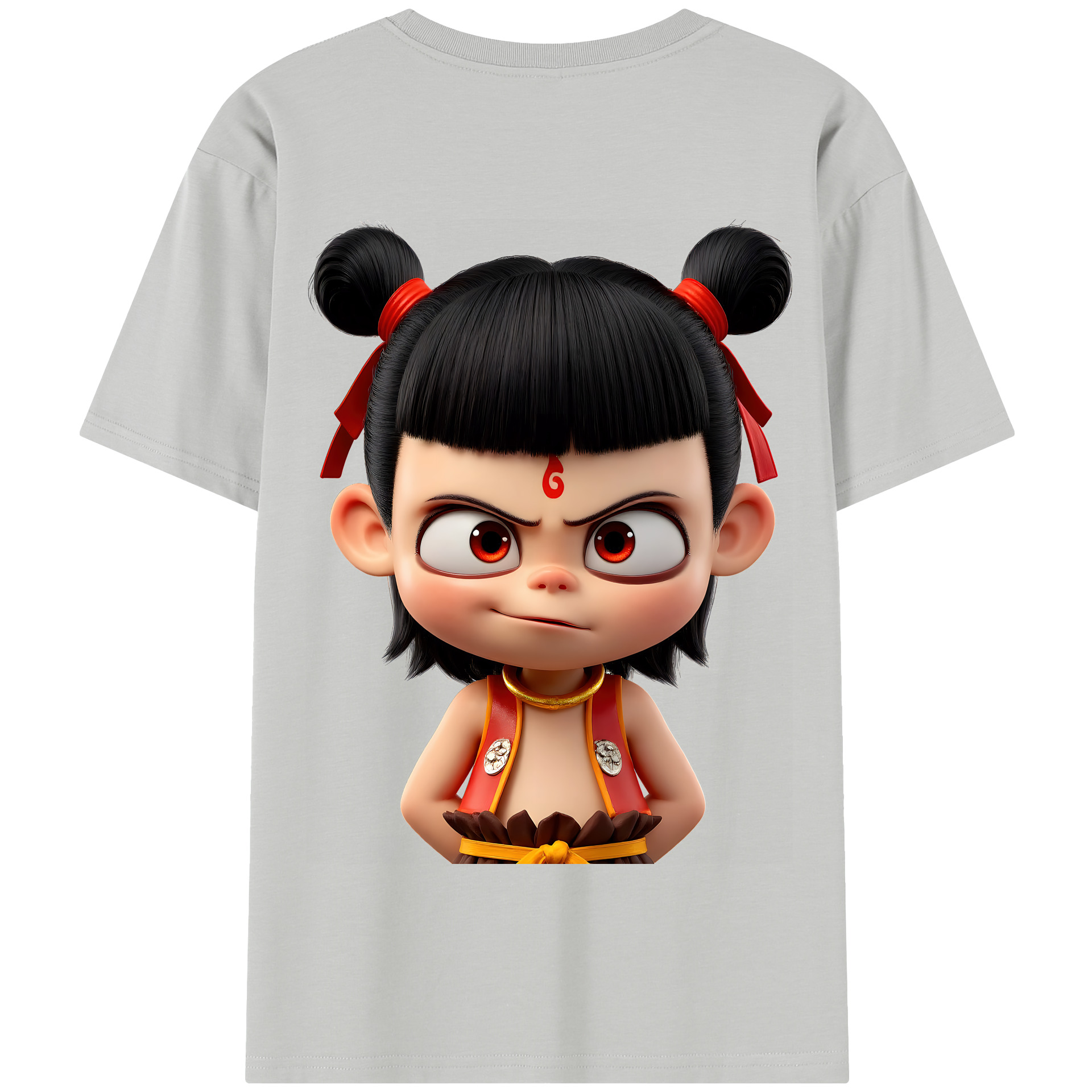 （画像用） Ne Zha 2 ナタ 魔童の大暴れ 綿100％半袖Tシャツ（背面プリント）