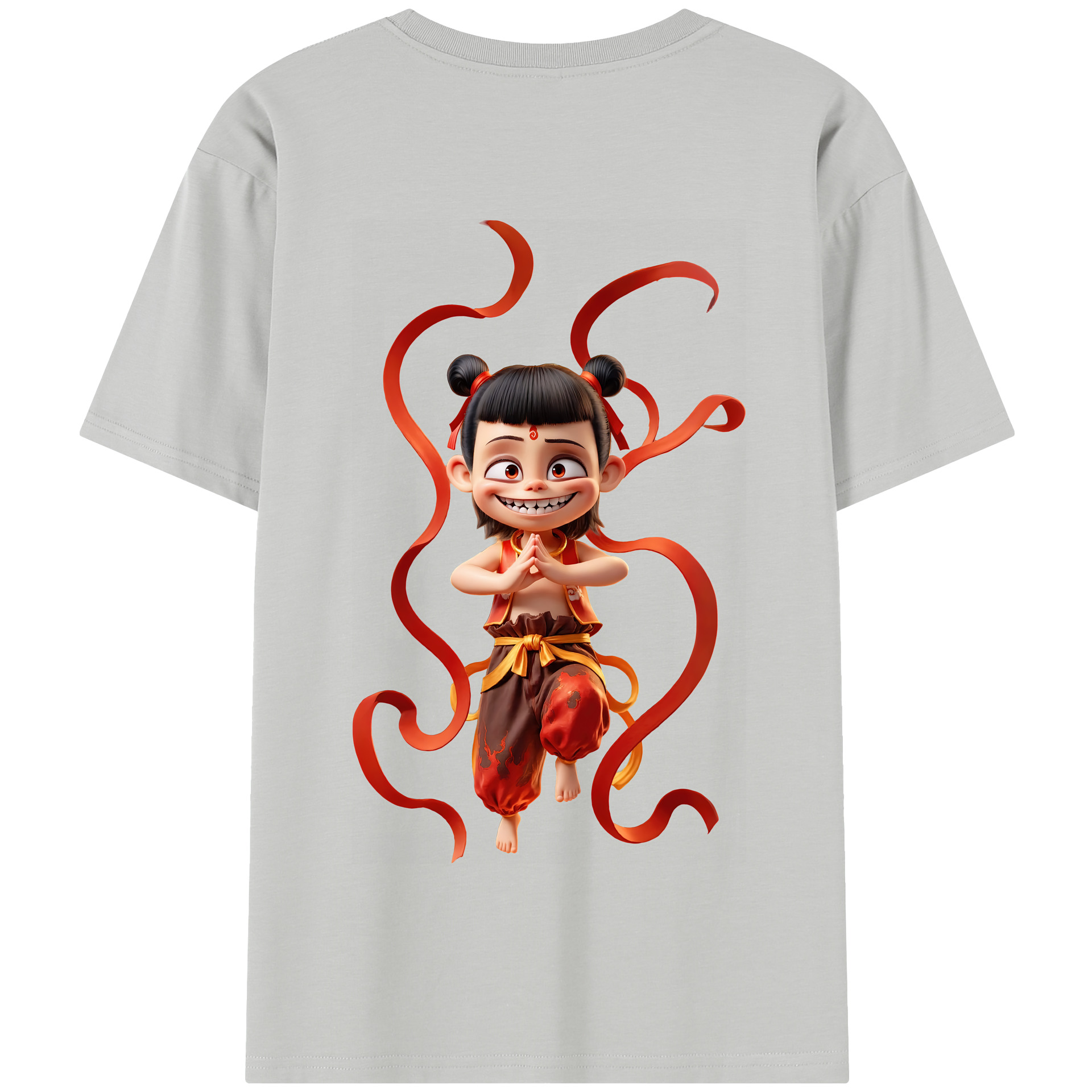 （画像用） Ne Zha 2 ナタ 魔童の大暴れ 綿100％半袖Tシャツ（背面プリント）