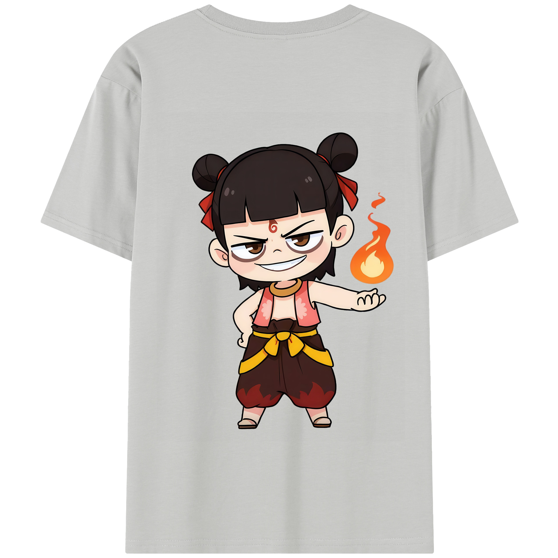 （画像用） Ne Zha 2 ナタ 魔童の大暴れ 綿100％半袖Tシャツ（背面プリント）