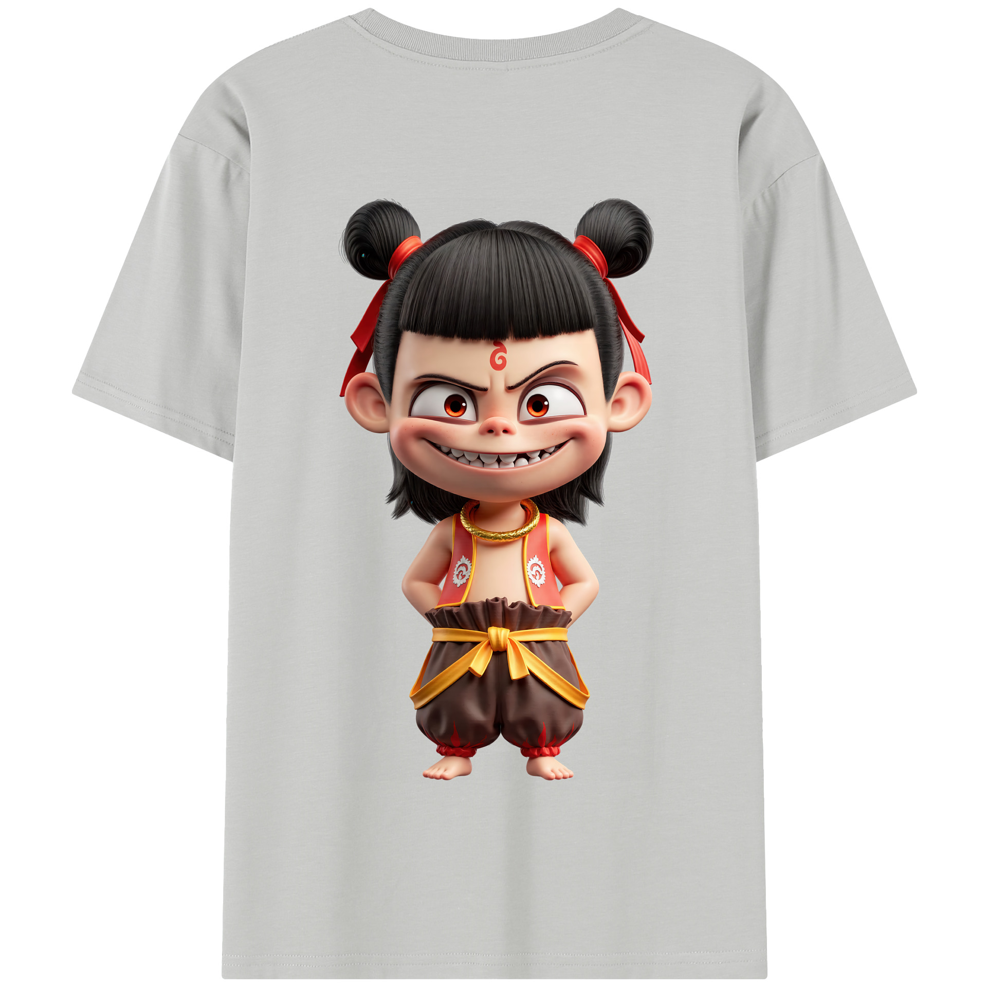 （画像用） Ne Zha 2 ナタ 魔童の大暴れ 綿100％半袖Tシャツ（背面プリント）