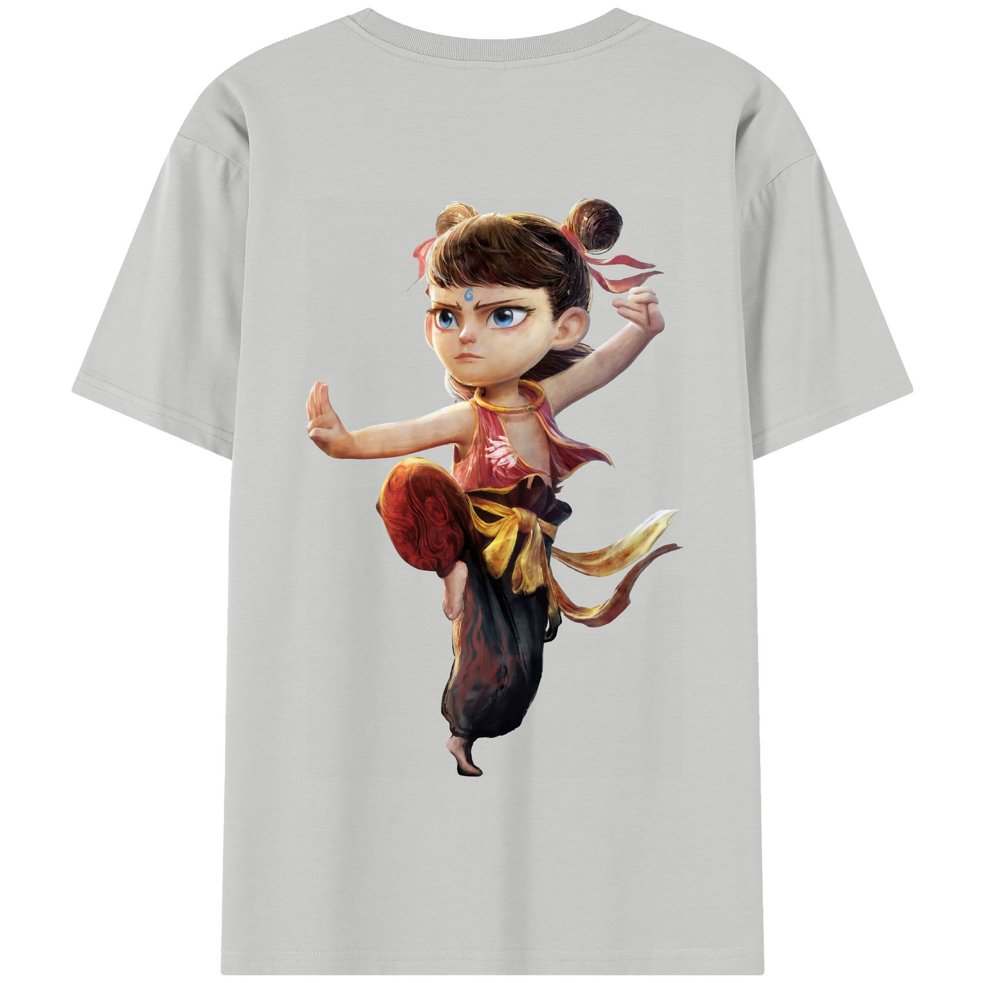 （画像用） Ne Zha 2 ナタ 魔童の大暴れ 綿100％半袖Tシャツ（背面プリント）