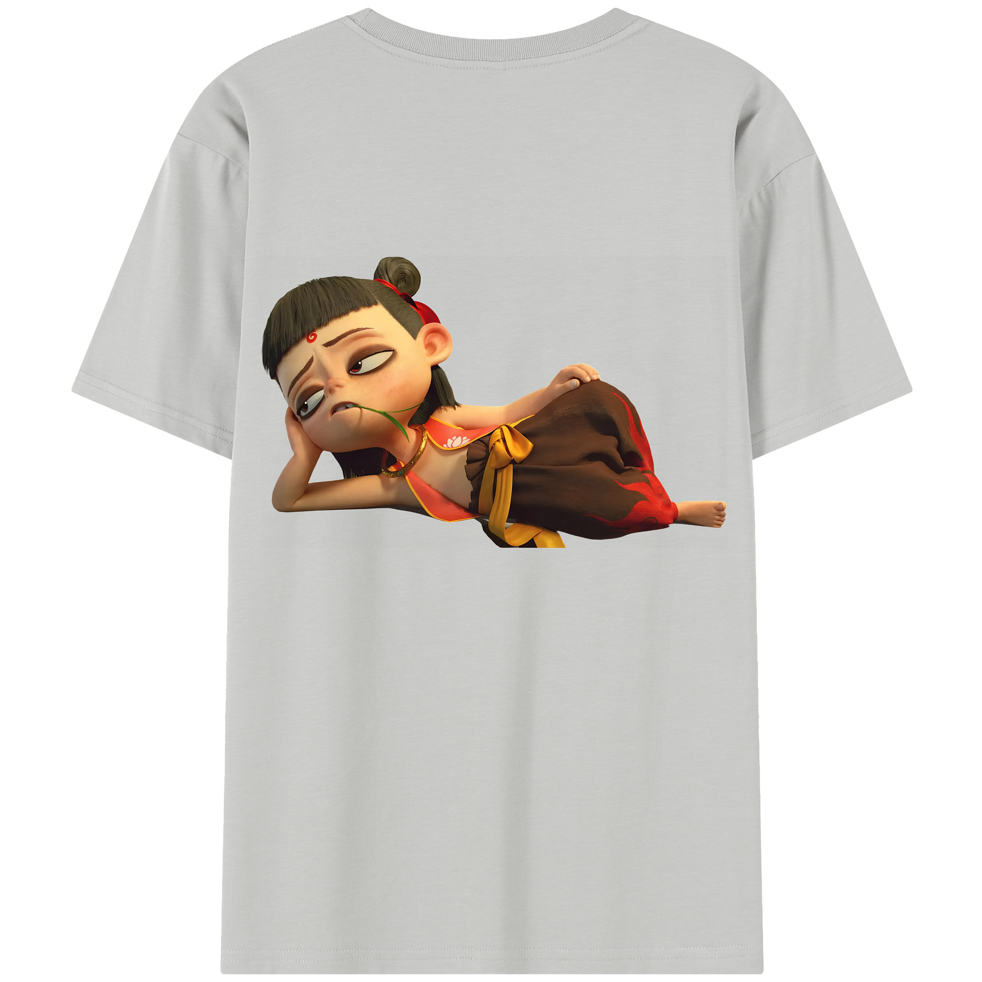 （画像用） Ne Zha 2 ナタ 魔童の大暴れ 綿100％半袖Tシャツ（背面プリント）