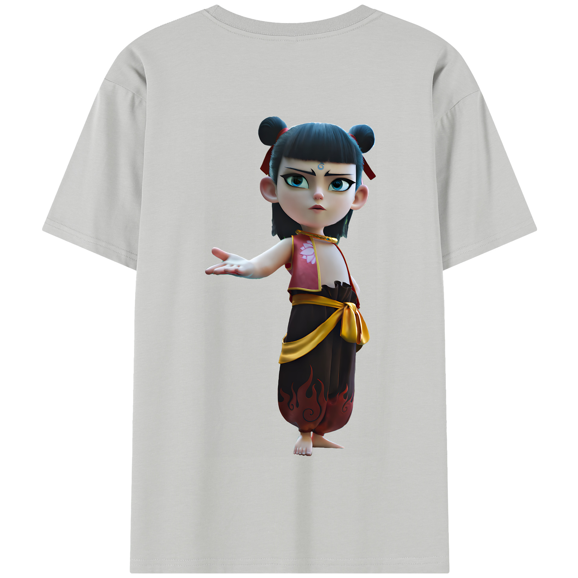 （画像用） Ne Zha 2 ナタ 魔童の大暴れ 綿100％半袖Tシャツ（背面プリント）