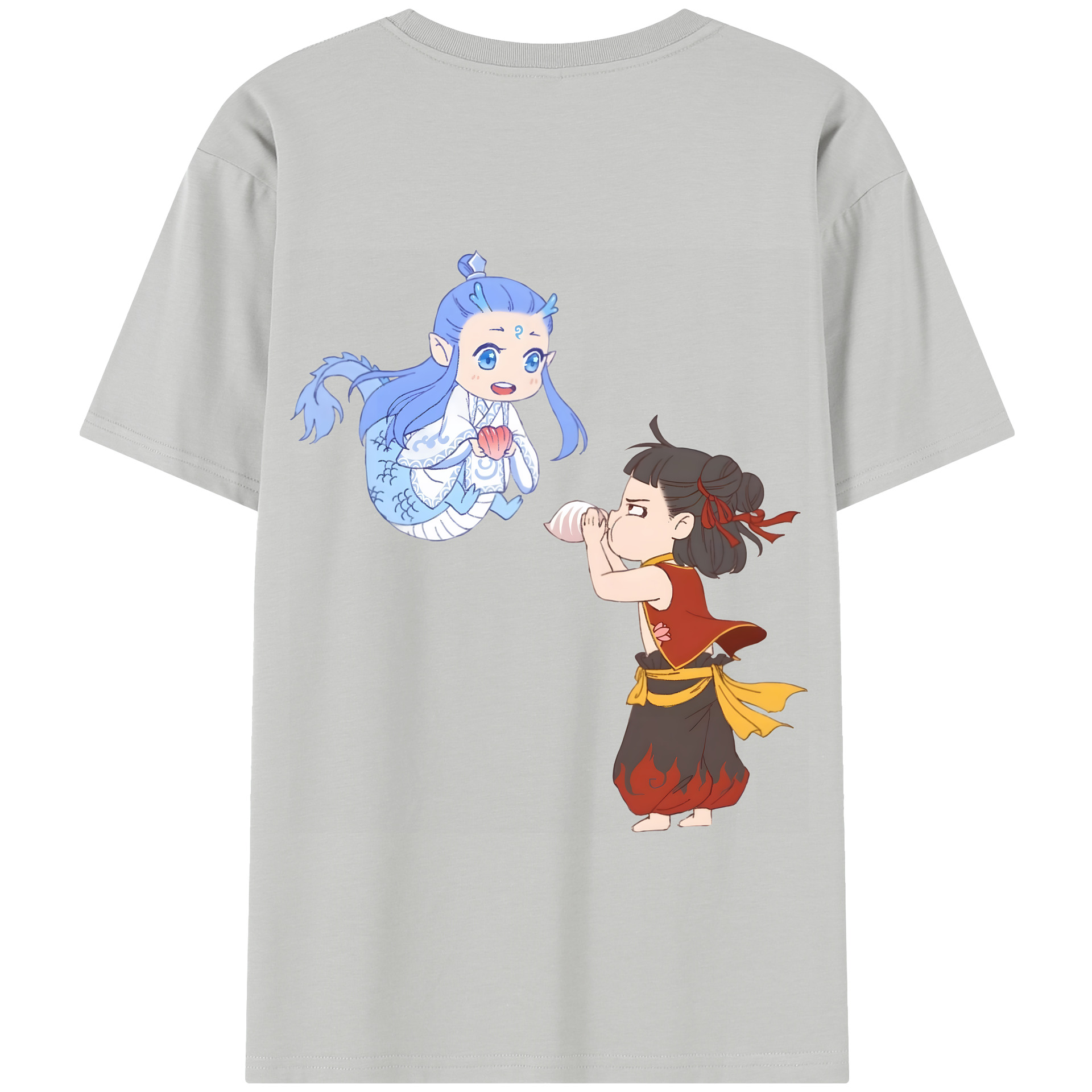 （画像用） Ne Zha 2 ナタ 魔童の大暴れ 綿100％半袖Tシャツ（背面プリント）