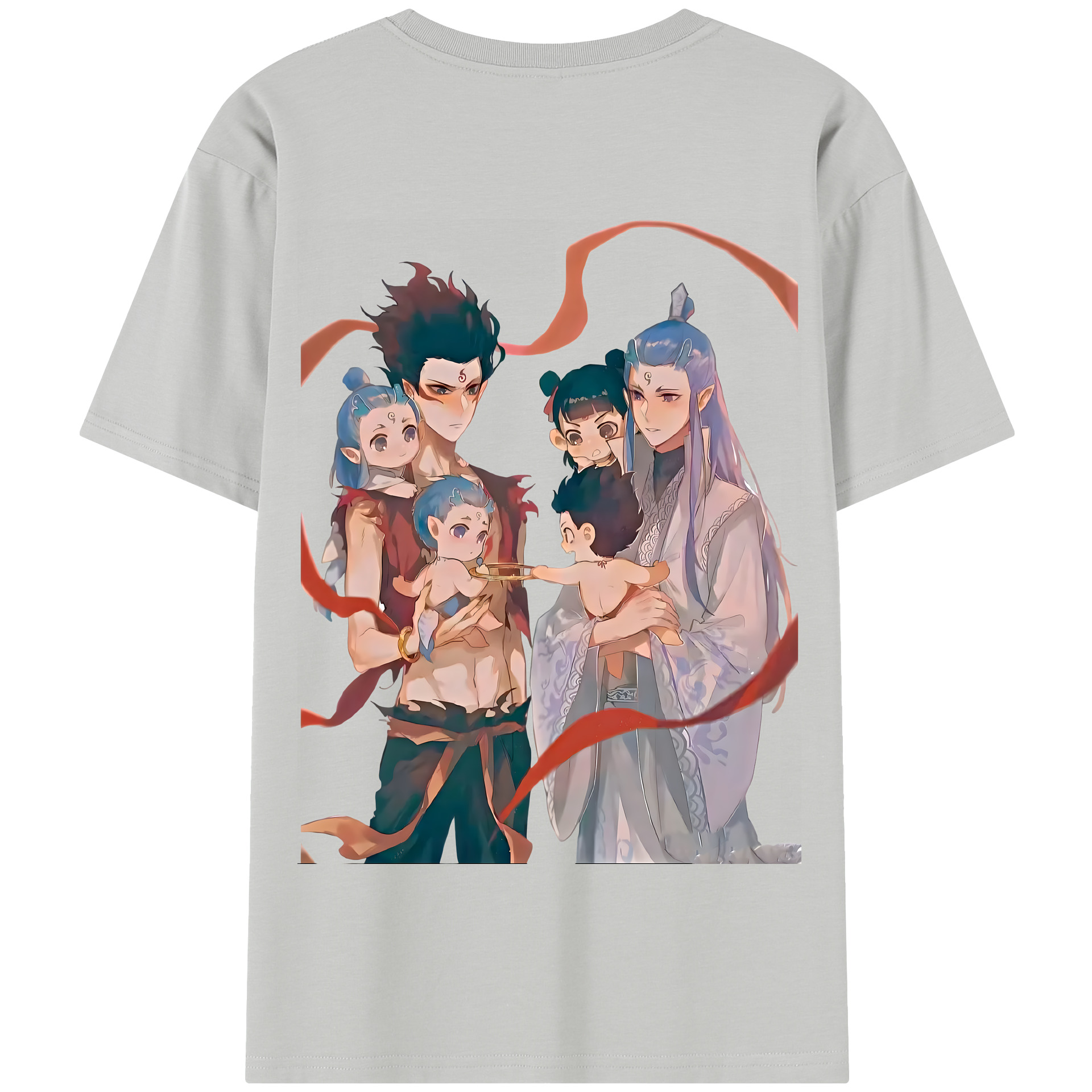 （画像用） Ne Zha 2 ナタ 魔童の大暴れ 綿100％半袖Tシャツ（背面プリント）