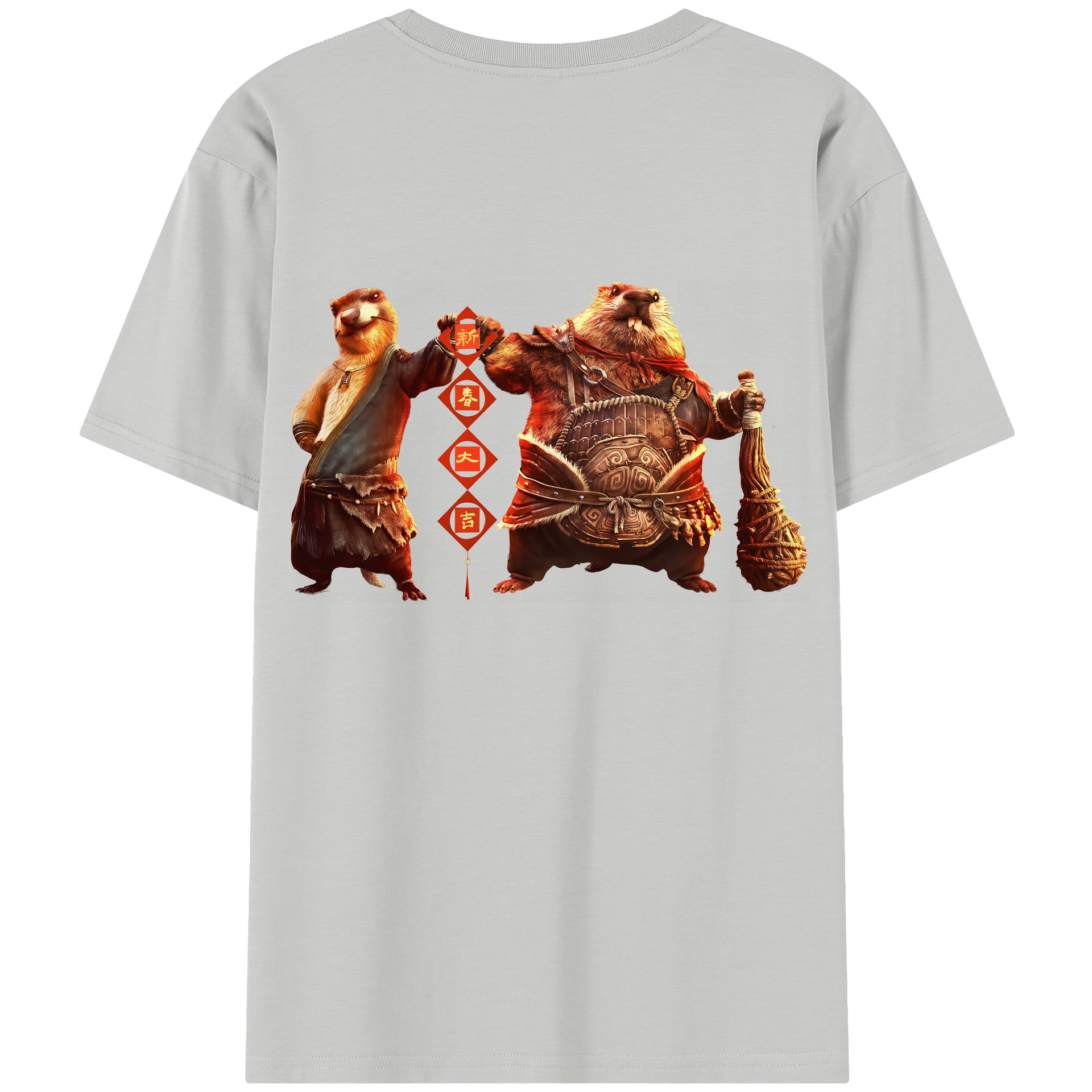 （画像用） Ne Zha 2 ナタ 魔童の大暴れ 綿100％半袖Tシャツ（背面プリント）