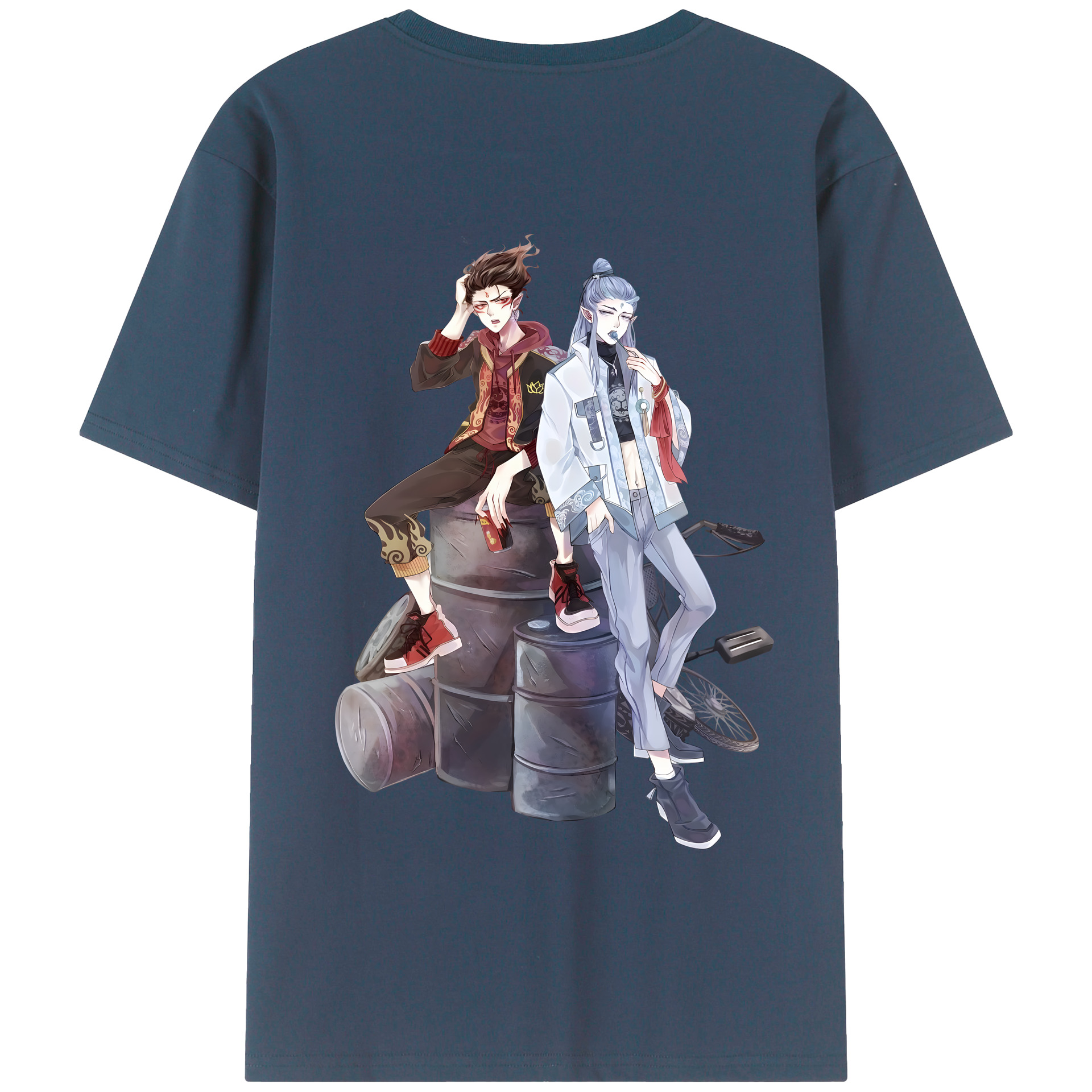 （画像用） Ne Zha 2 ナタ 魔童の大暴れ 綿100％半袖Tシャツ（背面プリント）